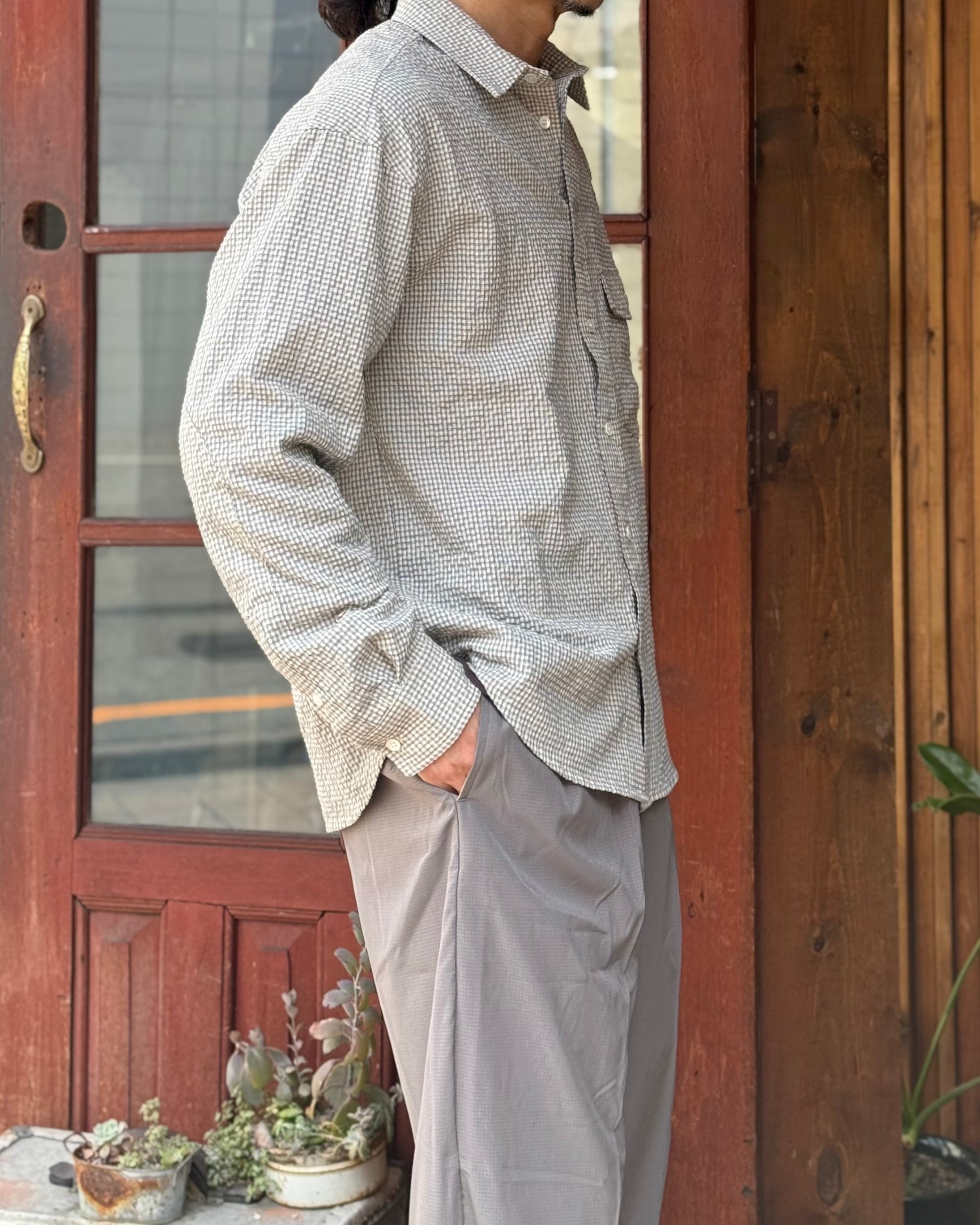 modemdesgin モデムデザイン / checkered standard shirt チェックシャツ 【BLUE ブルー】