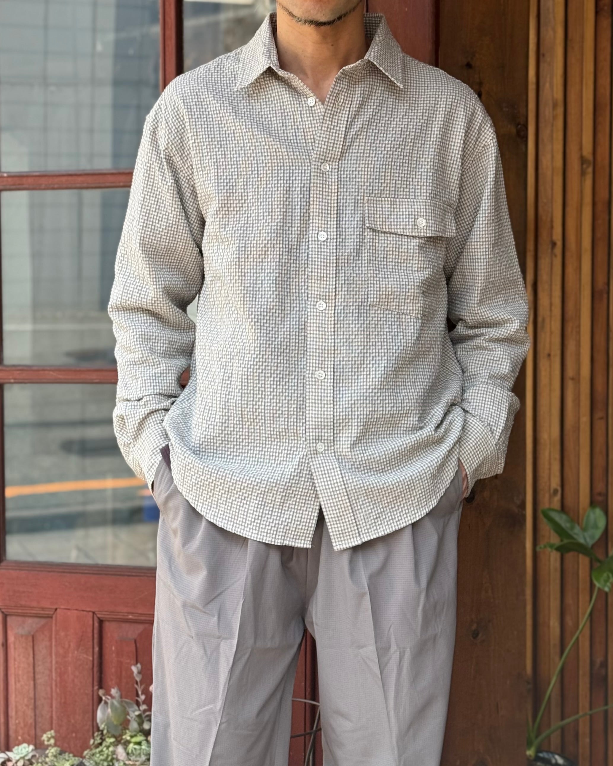modemdesgin モデムデザイン / checkered standard shirt チェックシャツ 【BLUE ブルー】