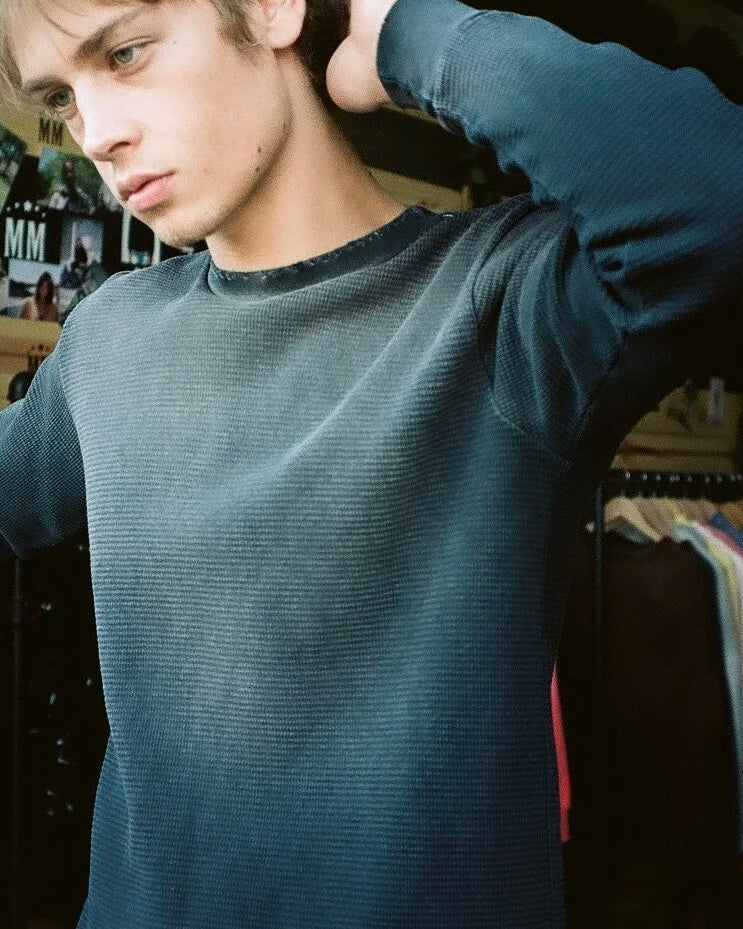 MOOJIMOOJI ムージームージー / CLASSIC WAFFLE THERMAL AGED クラシックワッフルサーマル (BLACK ブラック)