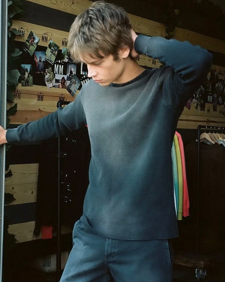 MOOJIMOOJI ムージームージー / CLASSIC WAFFLE THERMAL AGED クラシックワッフルサーマル (BLACK ブラック)