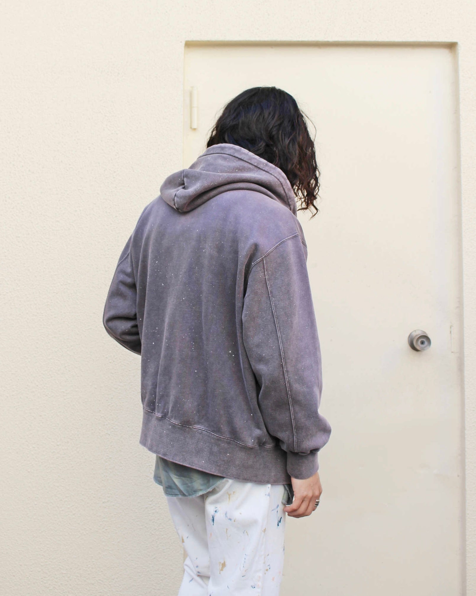 IMPRESTORE インプレストア / Thompson-paint splattered トンプソンペイントスプラッタード| Zip hoodie separate pocket ジップフーディーセパレートポケット (faded Gray Purple グレーパープル)