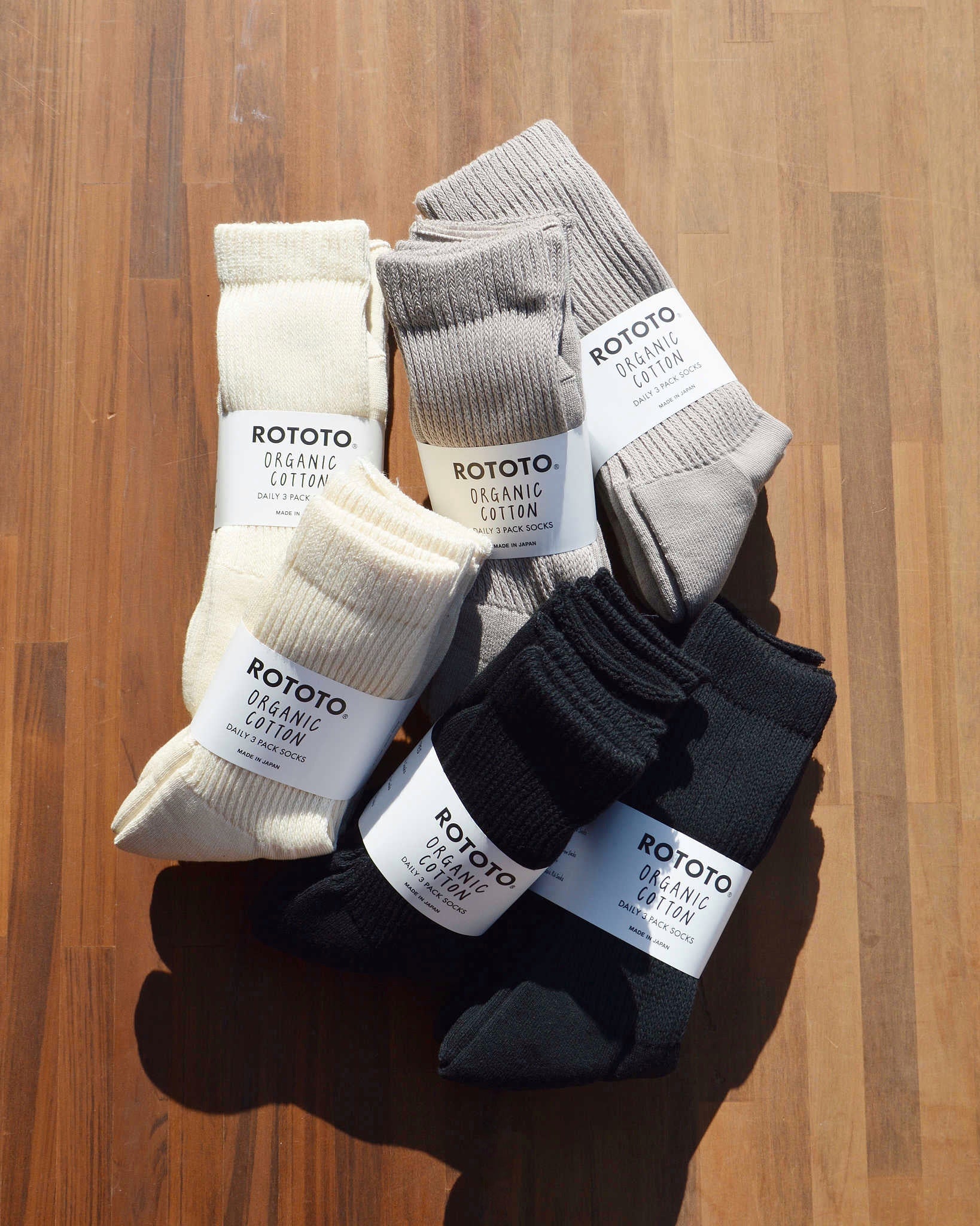 ROTOTO ロトト / ORGANIC DAILY 3 PACK CREW SOCKS オーガニックデイリー3パッククルーソックス