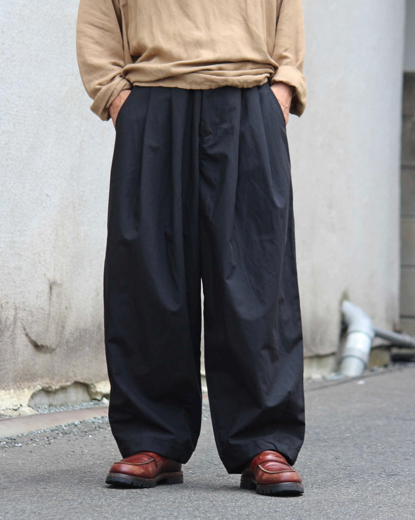 Nasngwam. ナスングワム / BARREL PANTS バレルパンツ (BLACK ブラック)