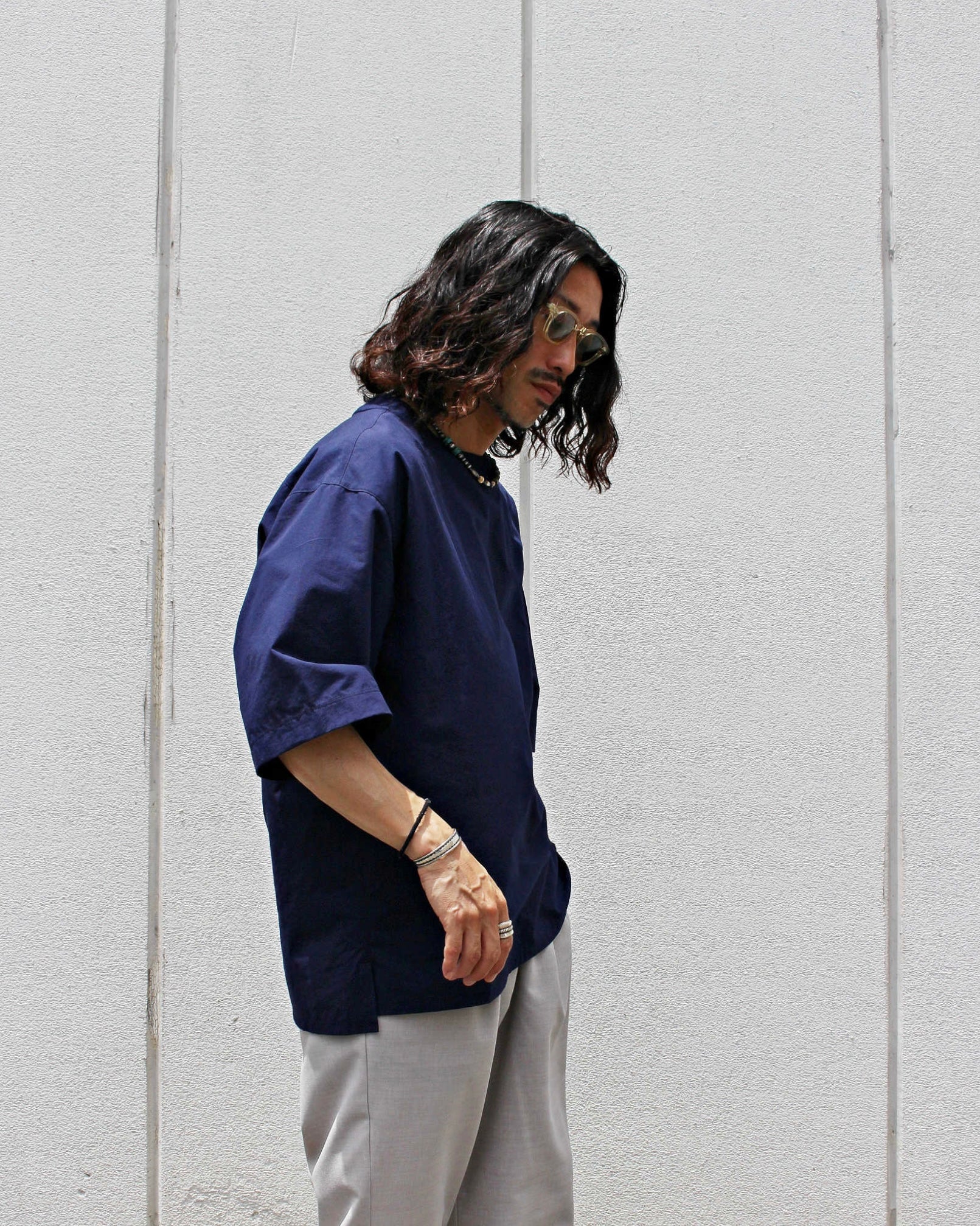 LAMOND ラモンド / ORGANIC COTTON/LINEN TEE オーガニックコットンリネンティー (NAVY ネイビー)