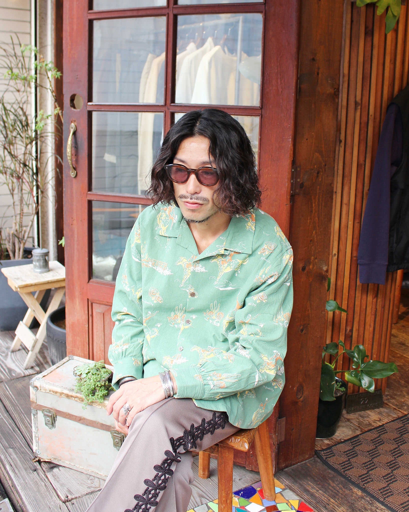 HAVE A GRATEFUL DAY ハブアグレイトフルデイ / L/S SHIRT ロングスリーブシャツ (GREEN グリーン)