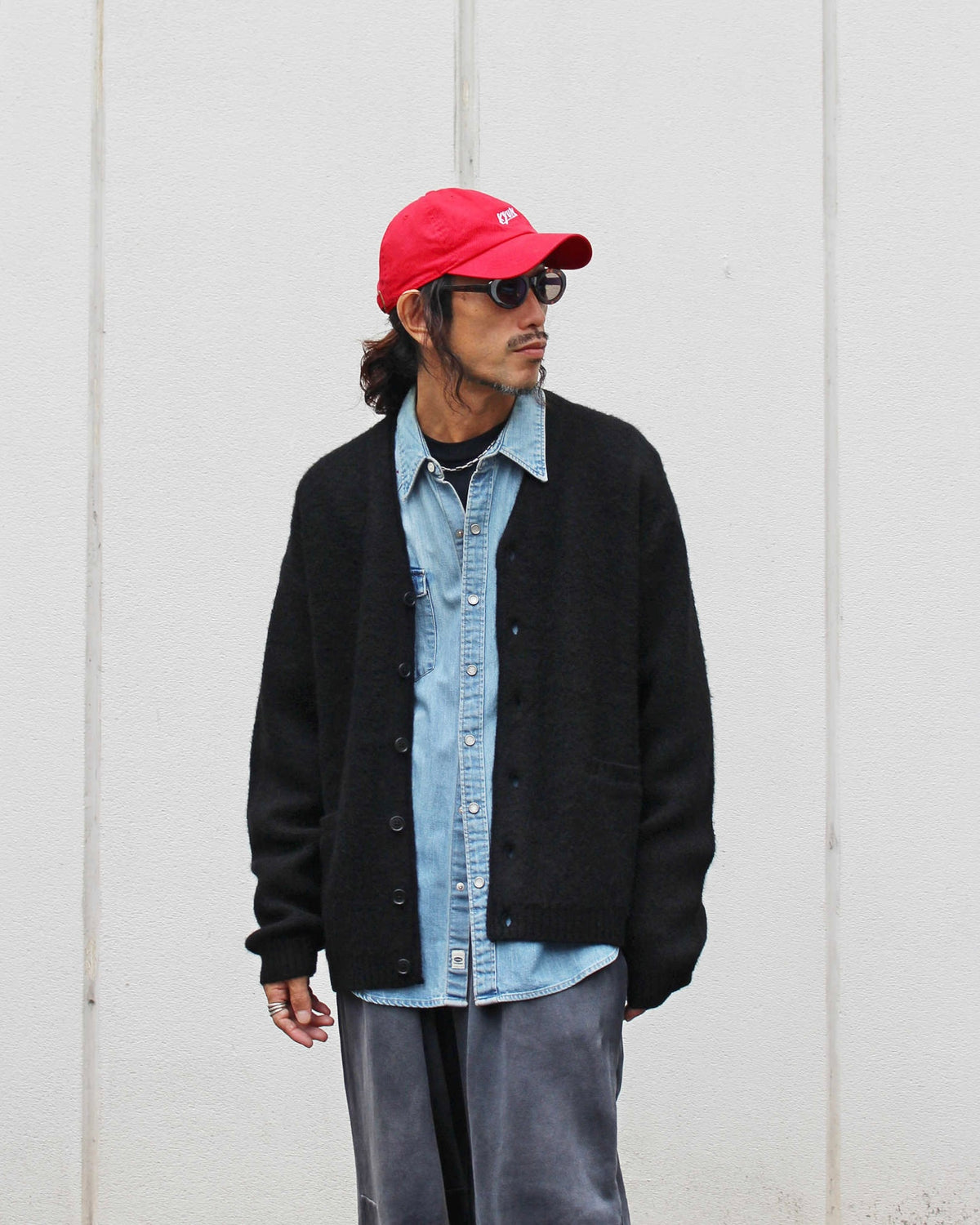 TOWN CRAFT タウンクラフト / mohair shaggy cardigan  モヘアカーディガン (BLACK ブラック)