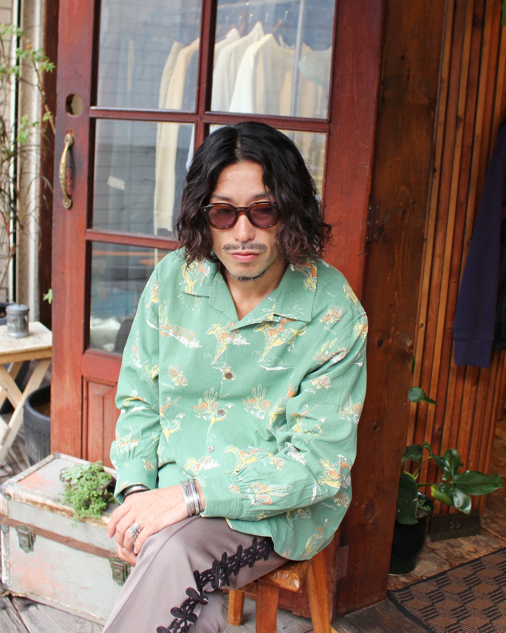 HAVE A GRATEFUL DAY ハブアグレイトフルデイ / L/S SHIRT ロングスリーブシャツ (GREEN グリーン)