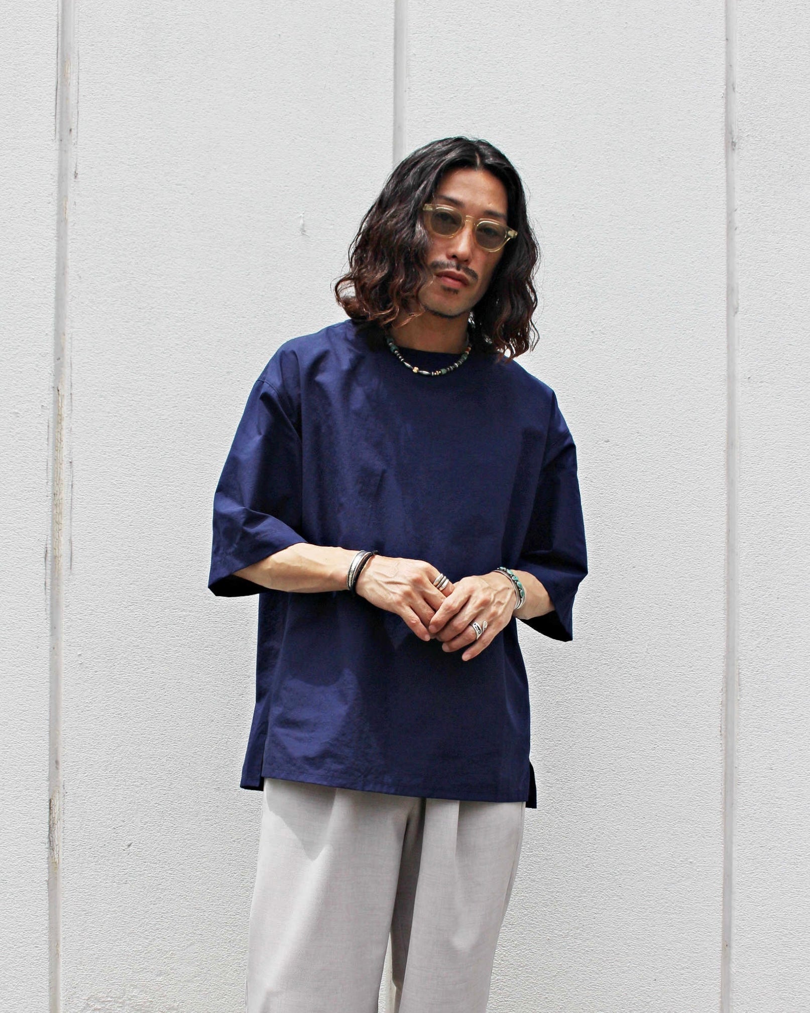 LAMOND ラモンド / ORGANIC COTTON/LINEN TEE オーガニックコットンリネンティー (NAVY ネイビー)