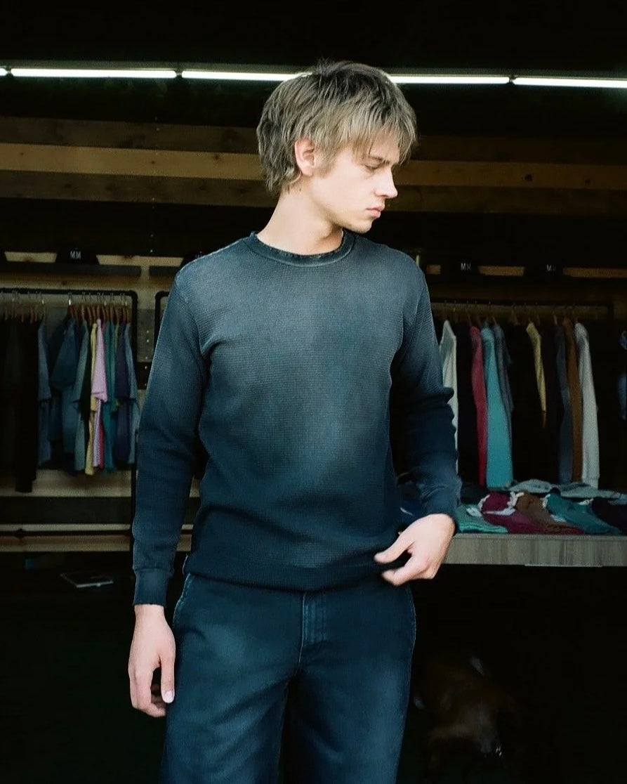 MOOJIMOOJI ムージームージー / CLASSIC WAFFLE THERMAL AGED クラシックワッフルサーマル (BLACK ブラック)