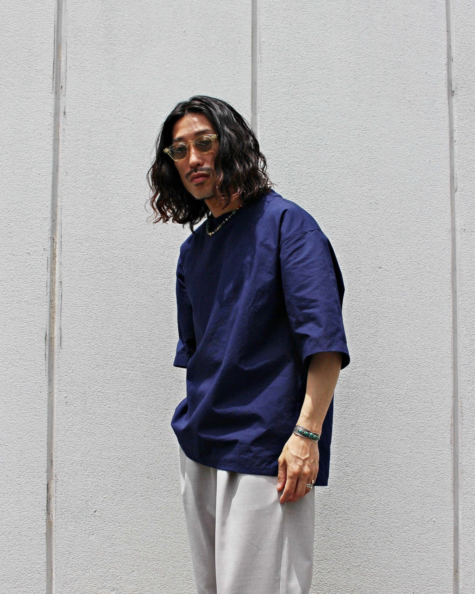 LAMOND ラモンド / ORGANIC COTTON/LINEN TEE オーガニックコットンリネンティー (NAVY ネイビー)