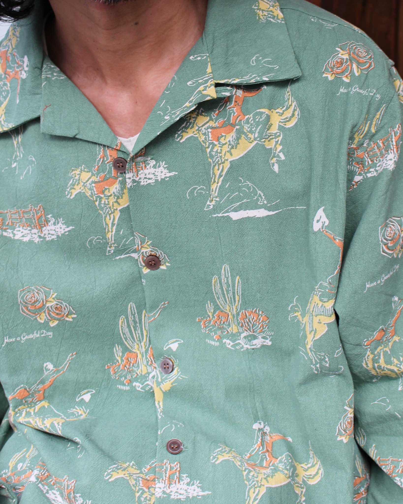 HAVE A GRATEFUL DAY ハブアグレイトフルデイ / L/S SHIRT ロングスリーブシャツ (GREEN グリーン)