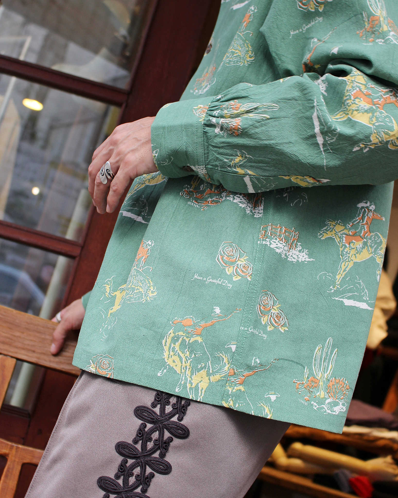 HAVE A GRATEFUL DAY ハブアグレイトフルデイ / L/S SHIRT ロングスリーブシャツ (GREEN グリーン)