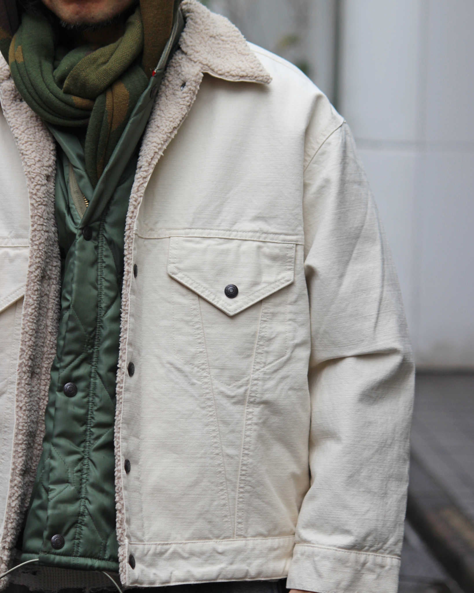 IMPRESTORE インプレストア / Niki | Denim boa jacket デニムボアジャケット (WHITE DENIM ホワイトデニム)