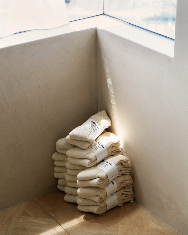 ROTOTO ロトト / ORGANIC DAILY 3 PACK CREW SOCKS オーガニックデイリー3パッククルーソックス (ECRU エクリュ)