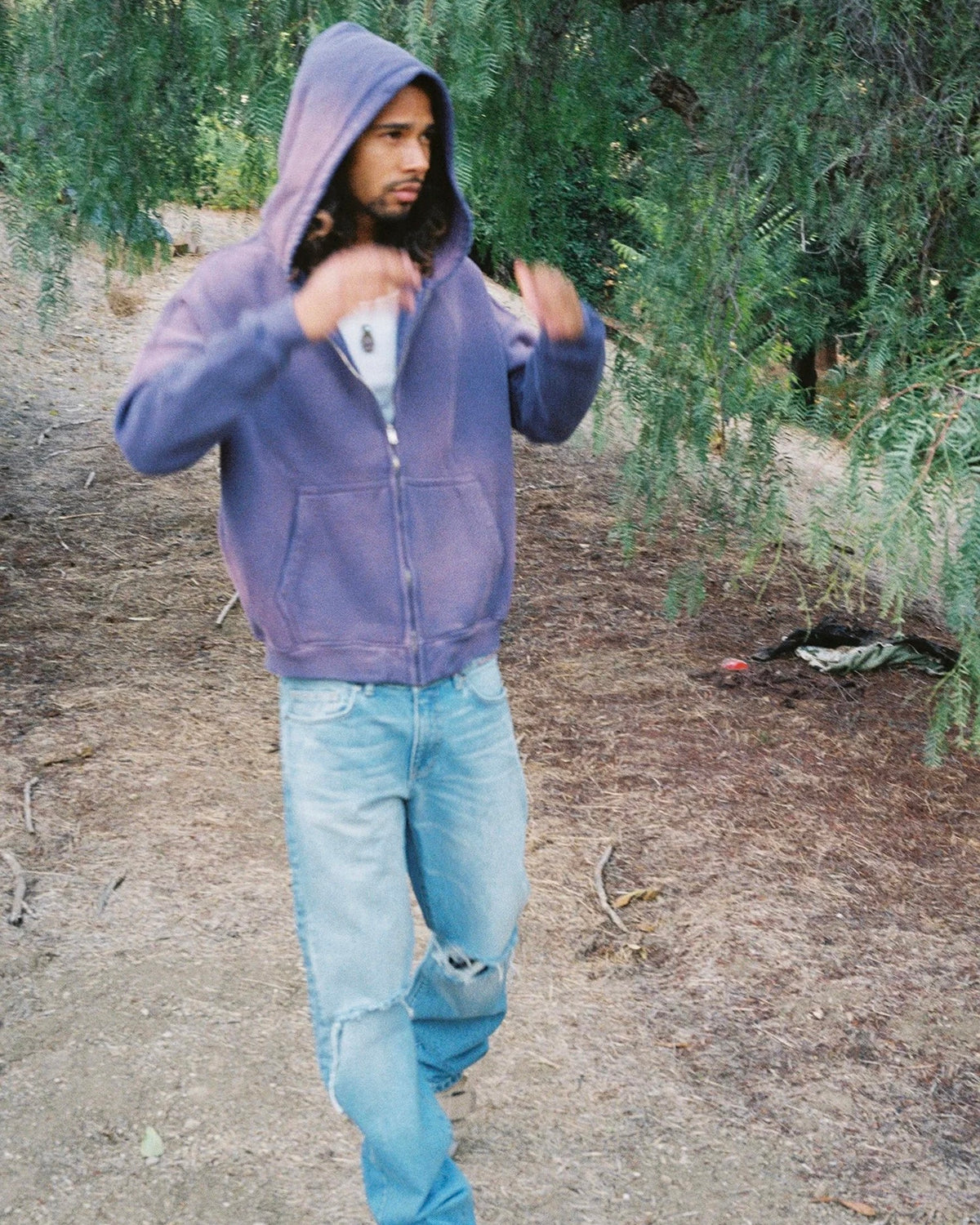 MOOJIMOOJI ムージムージー / OVERSIZE ZIP UP HOODIE AGED オーバーサイズジップアップフーディー (PURPLE パープル)