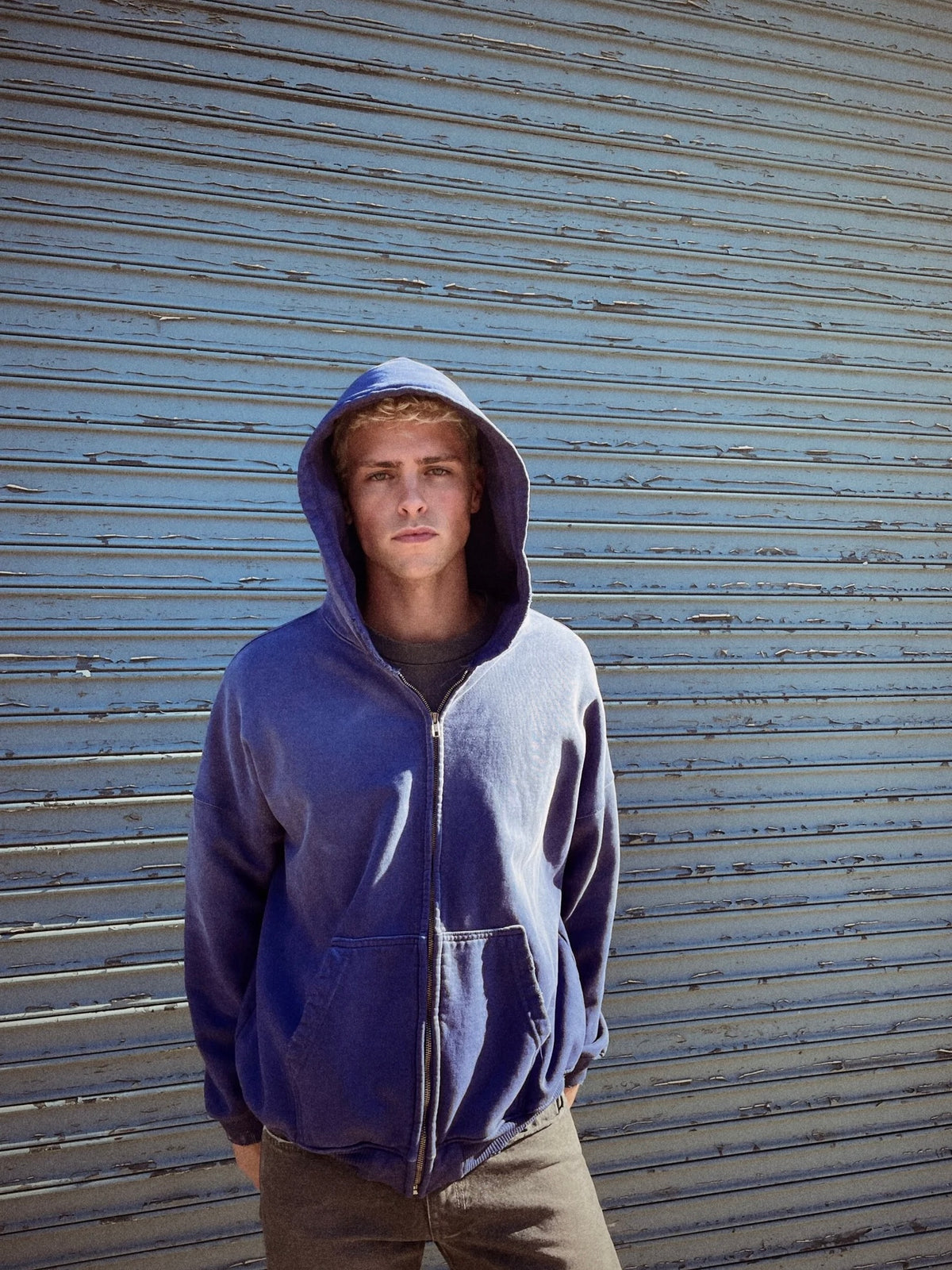MOOJIMOOJI ムージムージー / OVERSIZE ZIP UP HOODIE AGED オーバーサイズジップアップフーディー (PURPLE パープル)