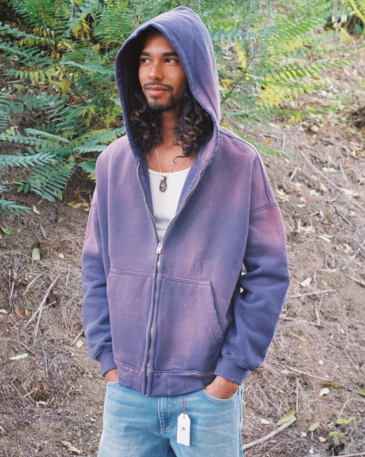 MOOJIMOOJI ムージムージー / OVERSIZE ZIP UP HOODIE AGED オーバーサイズジップアップフーディー (PURPLE パープル)