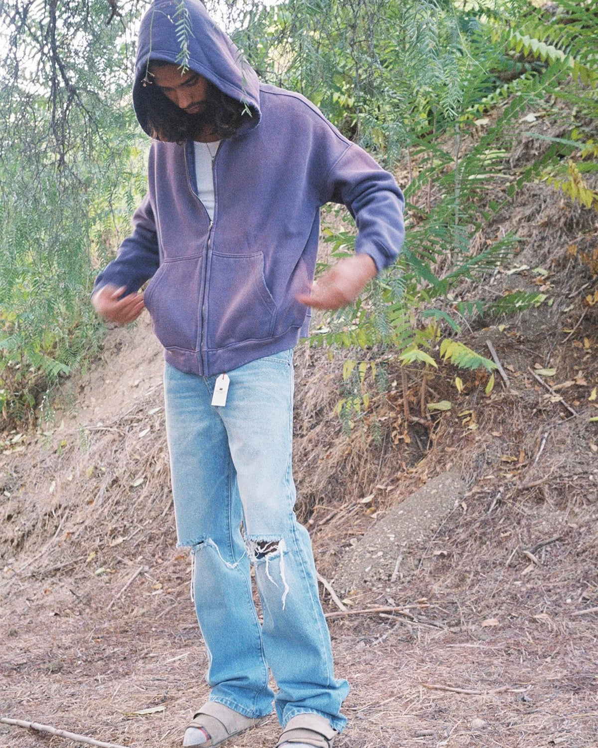 MOOJIMOOJI ムージムージー / OVERSIZE ZIP UP HOODIE AGED オーバーサイズジップアップフーディー (PURPLE パープル)