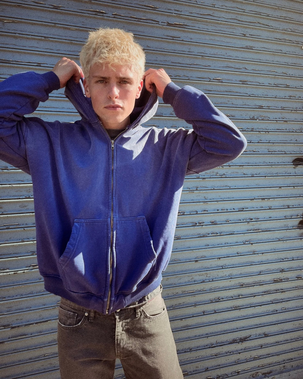 MOOJIMOOJI ムージムージー / OVERSIZE ZIP UP HOODIE AGED オーバーサイズジップアップフーディー (PURPLE パープル)