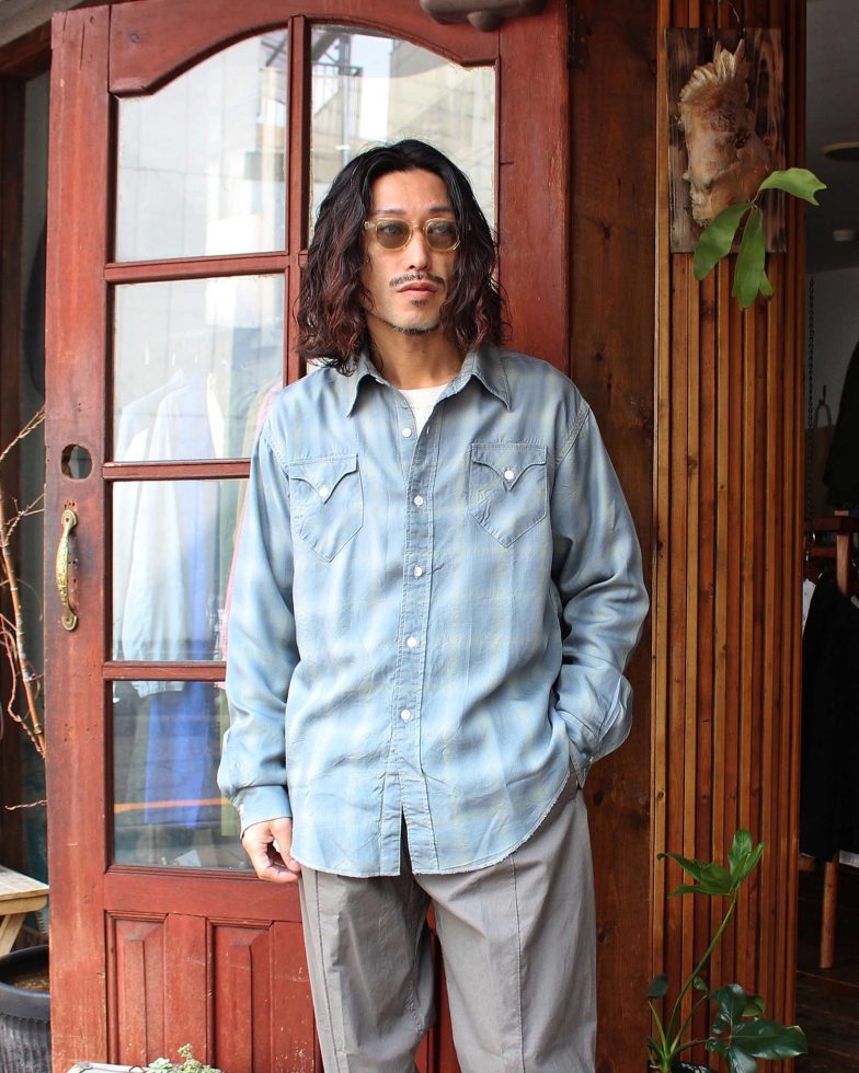 NECESSARY or UNNECESSARY ネセサリーオアアンネセサリー N.O.UN ナウン / WESTERN SHIRT ウエスタンシャツ (SAGE-CHECK セージチェック)