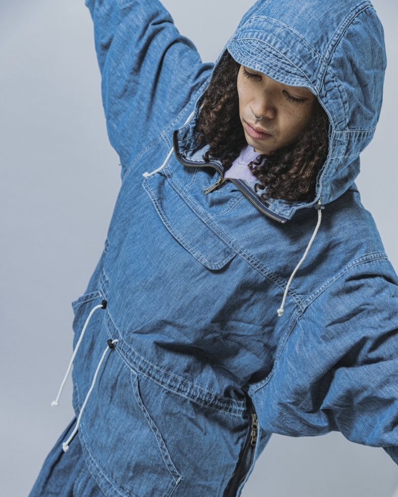IMPRESTORE インプレストア / Richie リッチー | anorak hoodie アノラックフーディー (Blue Denim Vintage wash ブルーデニムヴィンテージウォッシュ)