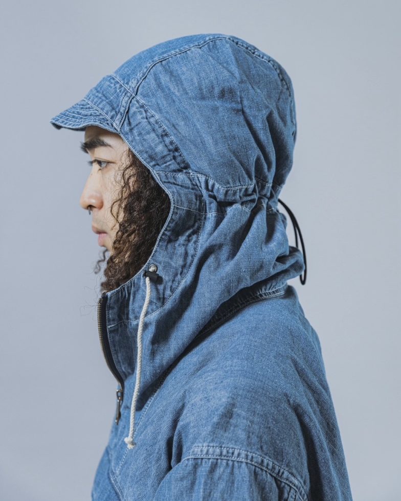 IMPRESTORE インプレストア / Richie リッチー | anorak hoodie アノラックフーディー (Blue Denim Vintage wash ブルーデニムヴィンテージウォッシュ)