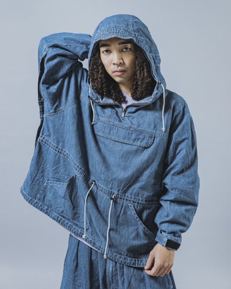 IMPRESTORE インプレストア / Richie リッチー | anorak hoodie アノラックフーディー (Blue Denim Vintage wash ブルーデニムヴィンテージウォッシュ)