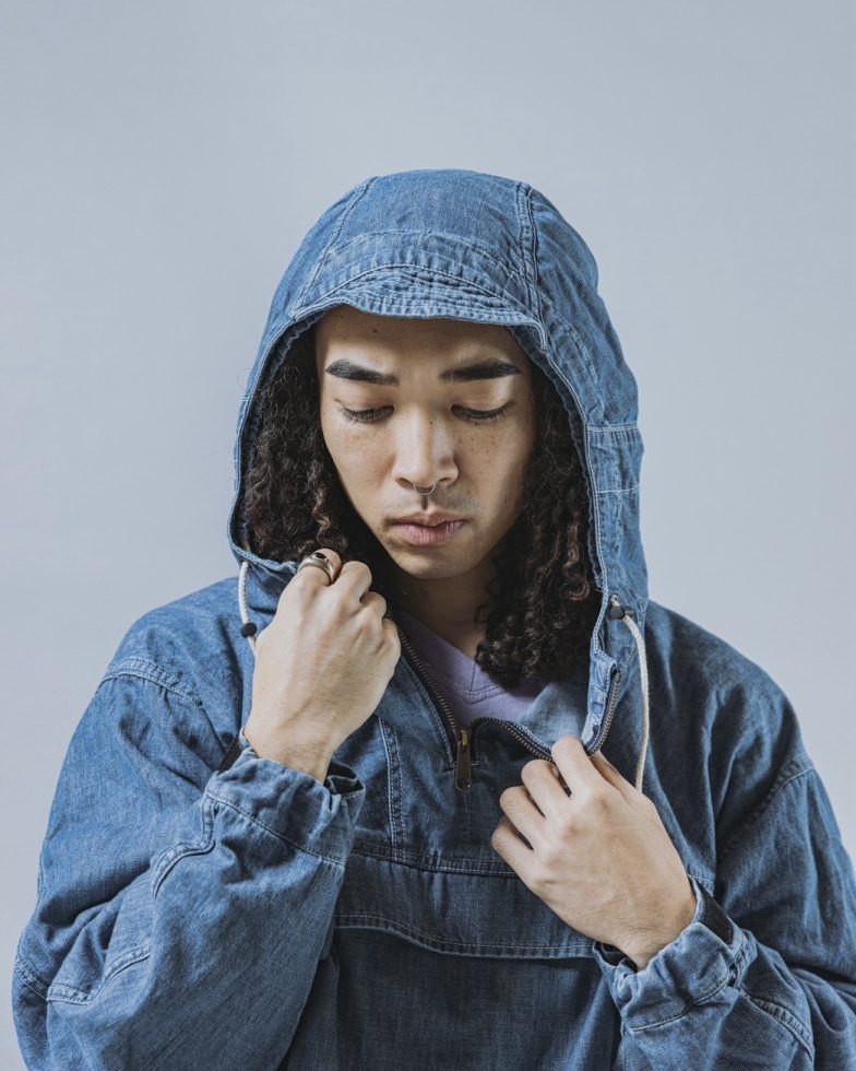 IMPRESTORE インプレストア / Richie リッチー | anorak hoodie アノラックフーディー (Blue Denim Vintage wash ブルーデニムヴィンテージウォッシュ)