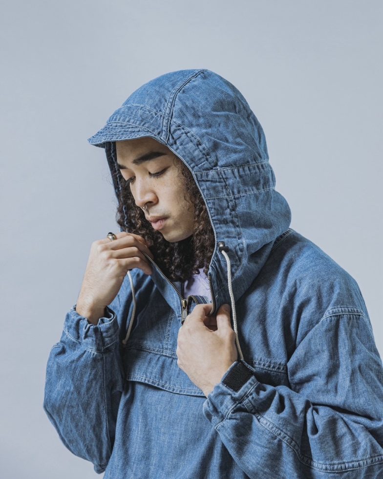 IMPRESTORE インプレストア / Richie リッチー | anorak hoodie アノラックフーディー (Blue Denim Vintage wash ブルーデニムヴィンテージウォッシュ)