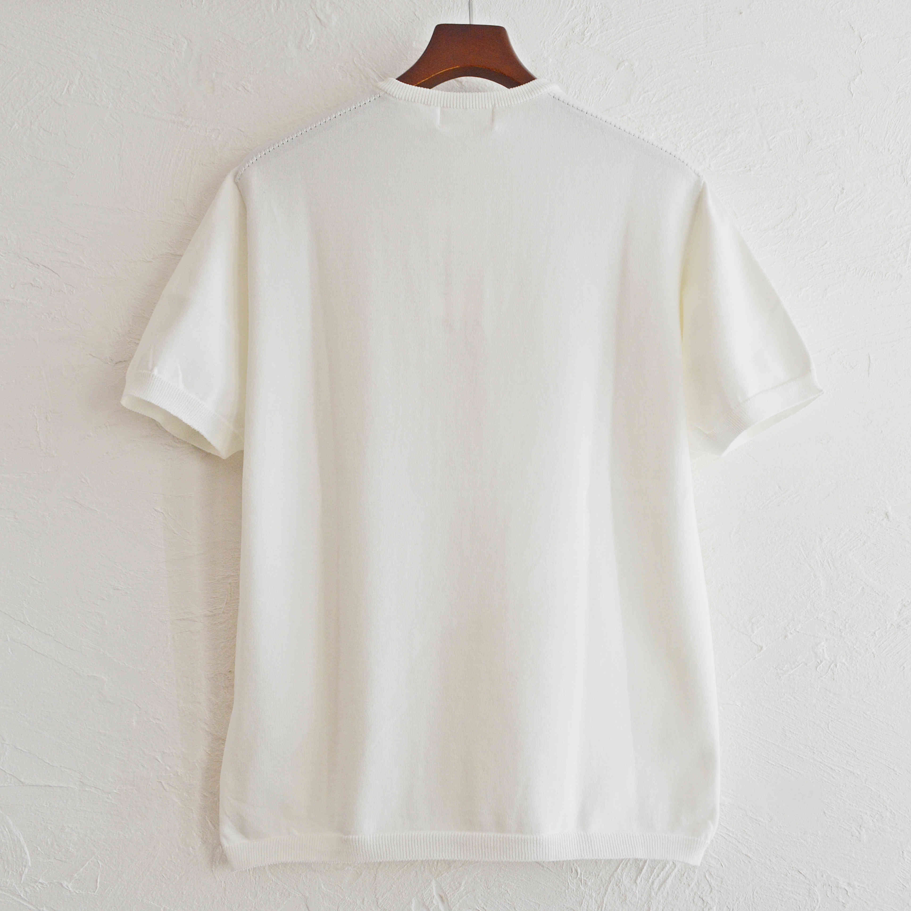 soglia ソリア / COTTON FIT Seamless Henley neck knit T-shirt (WHITE ホワイト)