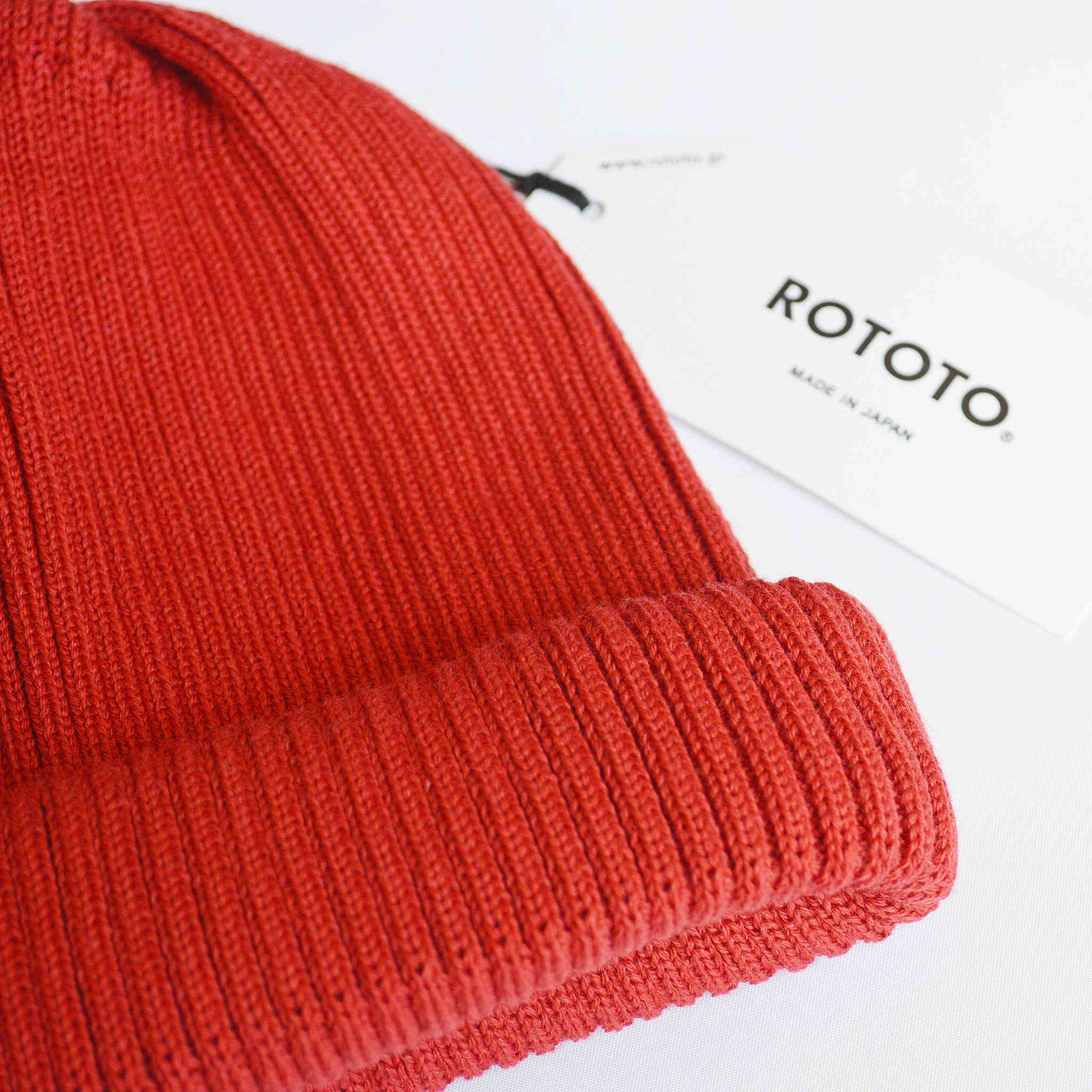 ROTOTO / COTTON ROLL UP BEANIE  (D.RED)