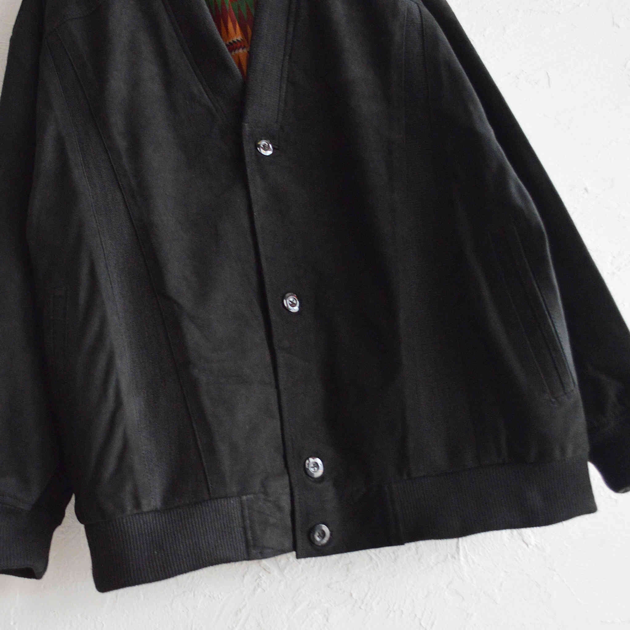 Nasngwam. ナスングワム / ROOT LEATHER CARDIGAN ルートレザーカーディガン (BLACK ブラック)