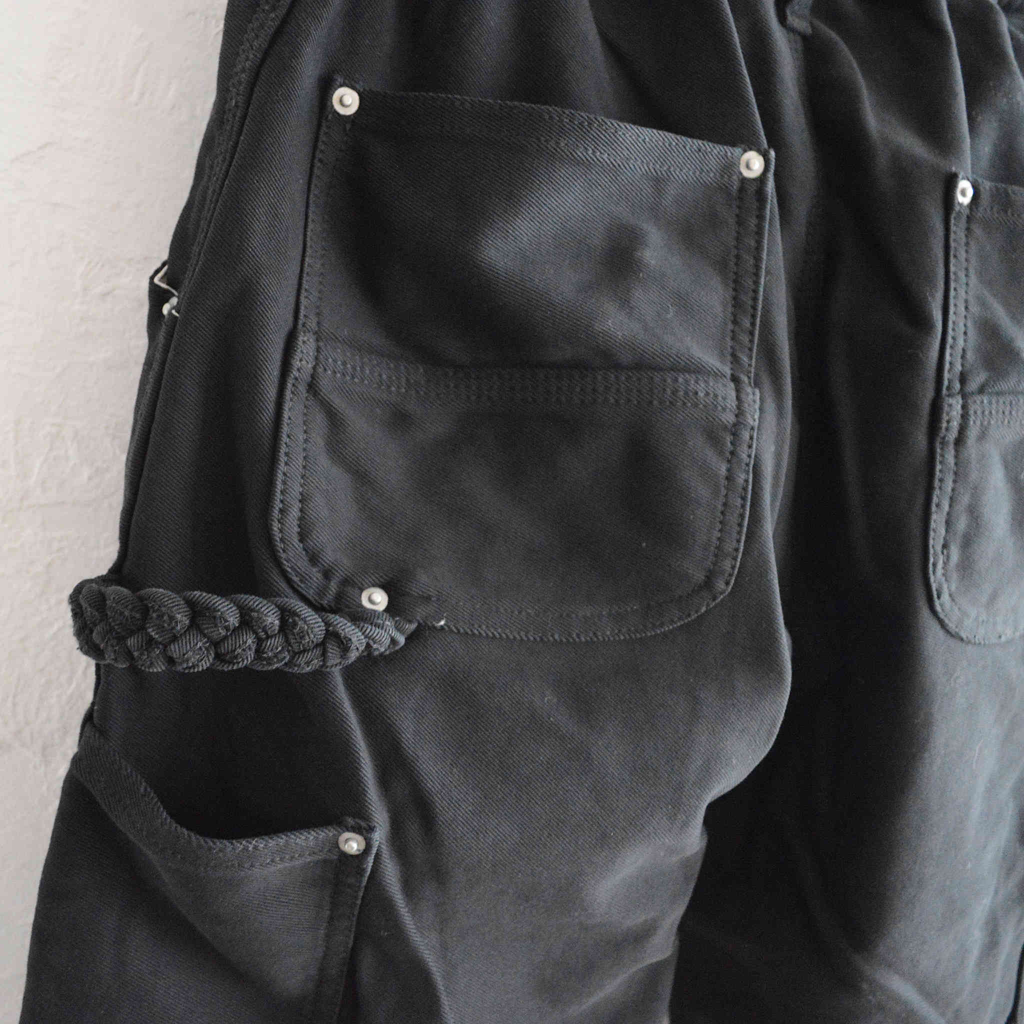 Nasngwam. ナスングワム / DUBLE KNEEE NALLOW PANTS ダブルニーナローパンツ (BLACK ブラック)