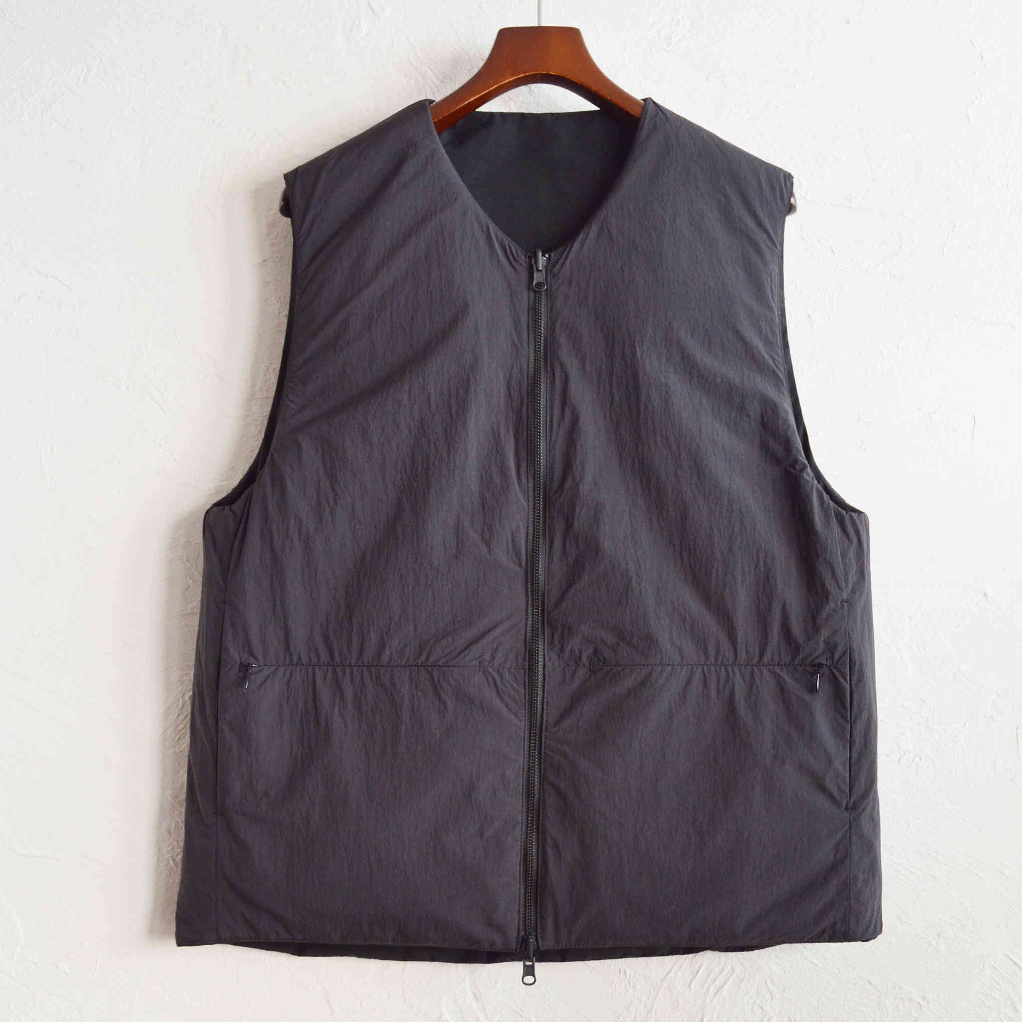 LAMOND ラモンド / N/C SHIBO REVERSIBLE DOWN VEST リバーシブルダウンベスト (BLACK×BLACK ブラック）