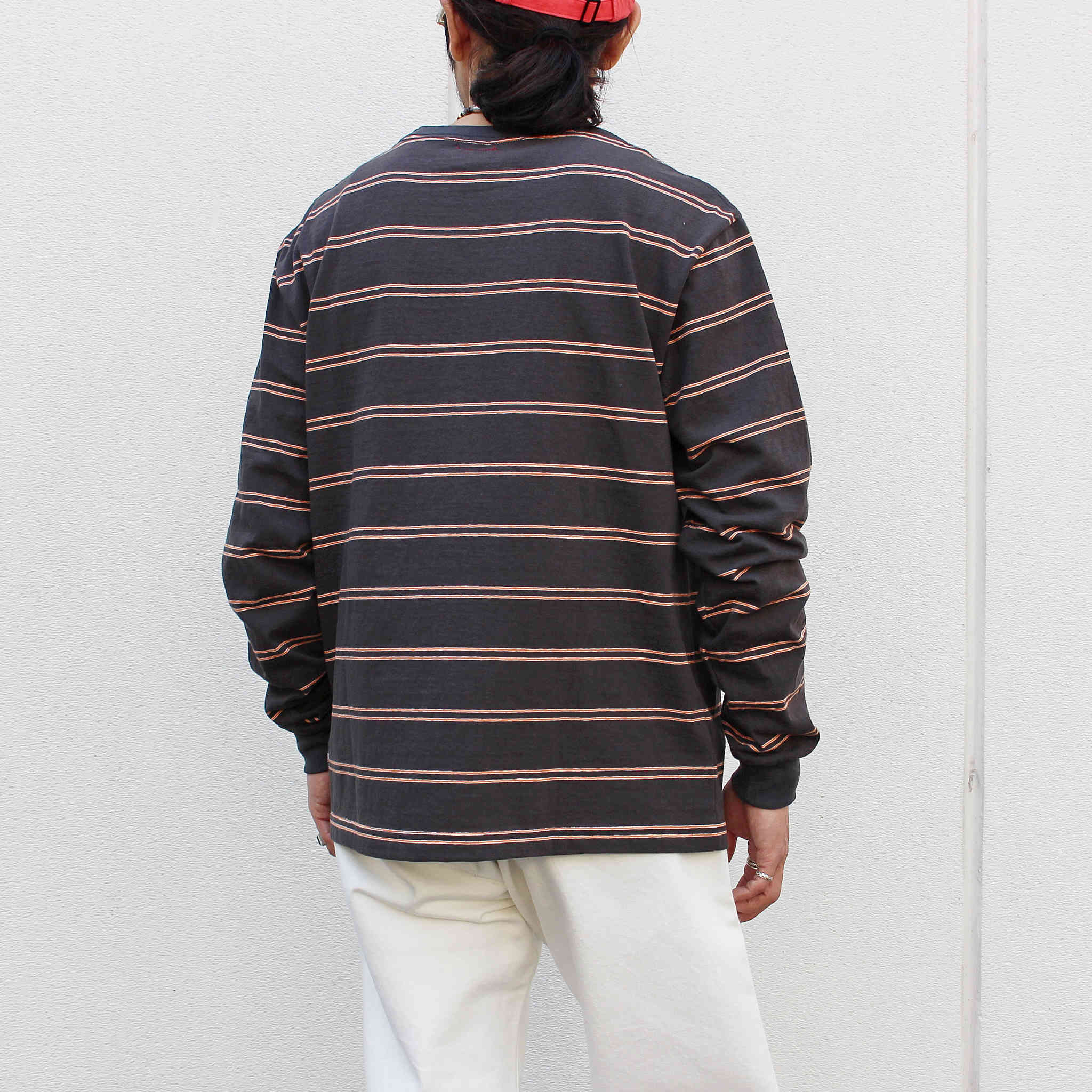 melple メイプル / Malibu Border Long sleeve マリブボーダーロングスリーブ (CHARCOAL チャコール)