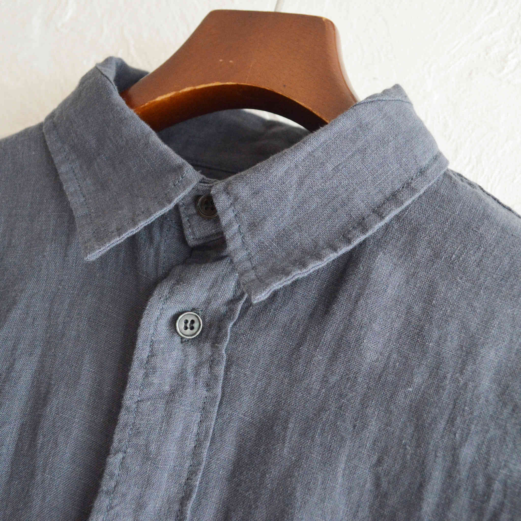 modemdesign モデムデザイン / Linen Mix Wide Shirts リネンミックスワイドシャツ (INK BLACK インクブラック)