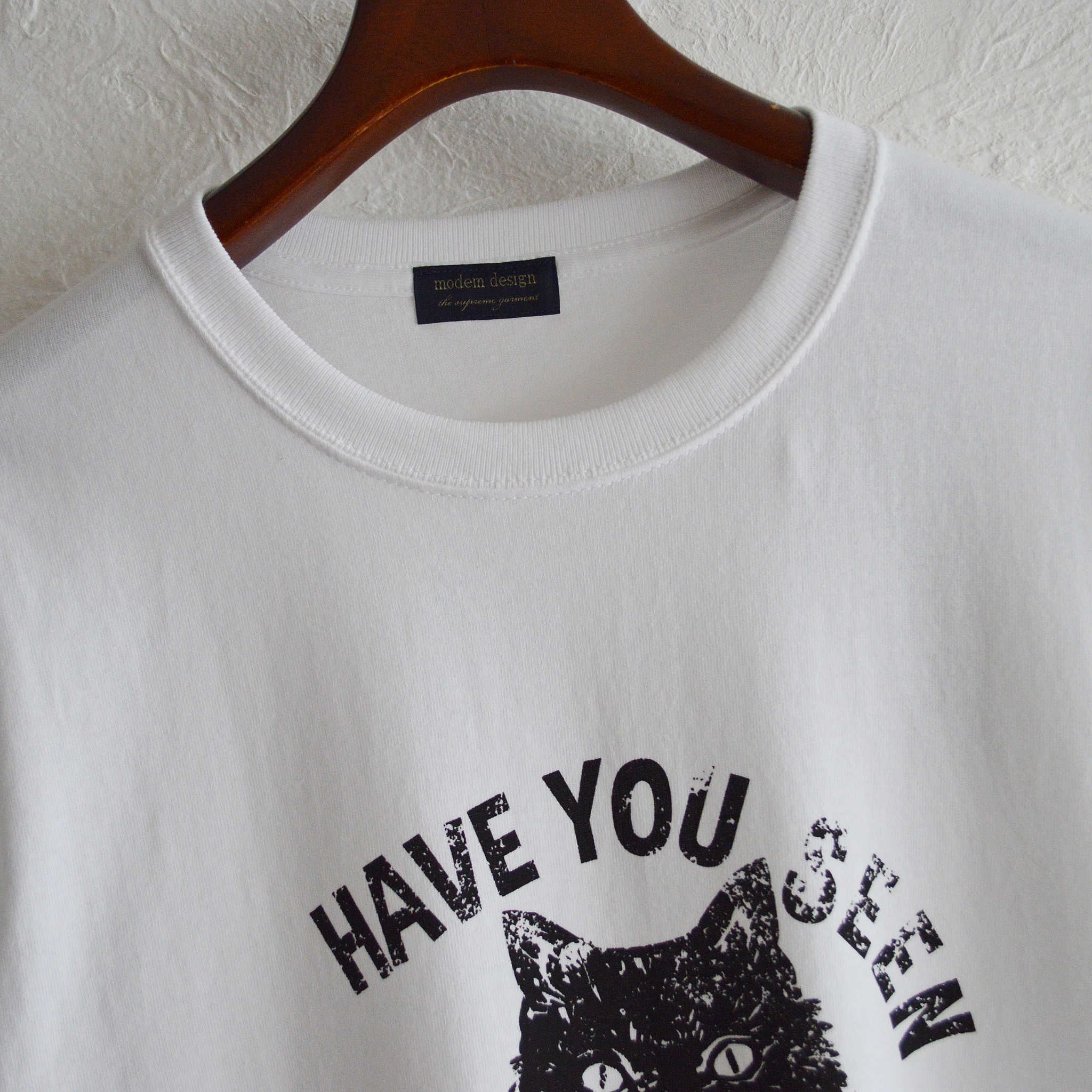 modemdesign モデムデザイン / USA Cotton print Tee THIS CAT ユーエスエーコ ットンプリントティー (WHITE ホワイト)