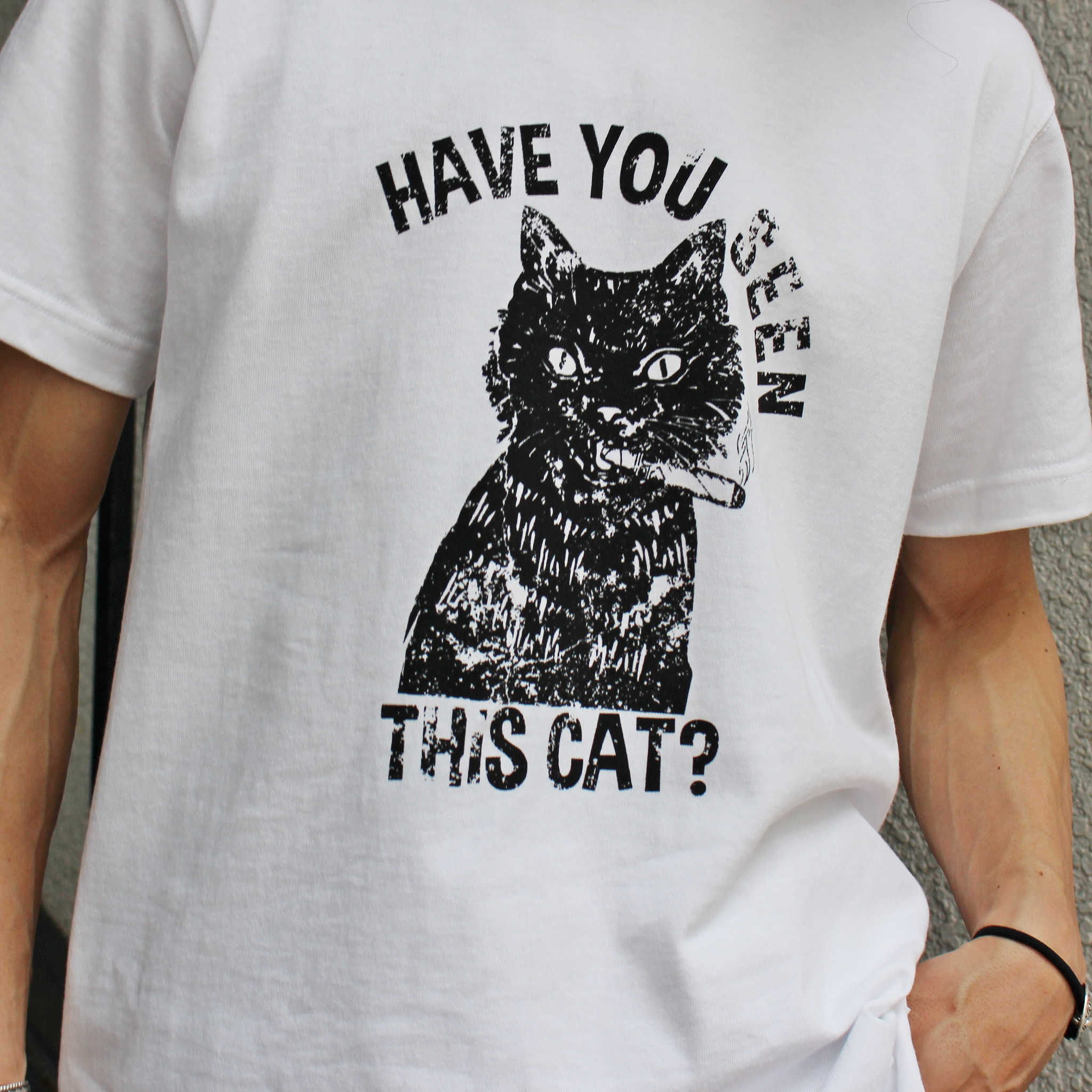 modemdesign モデムデザイン / USA Cotton print Tee THIS CAT ユーエスエーコ ットンプリントティー (WHITE ホワイト)