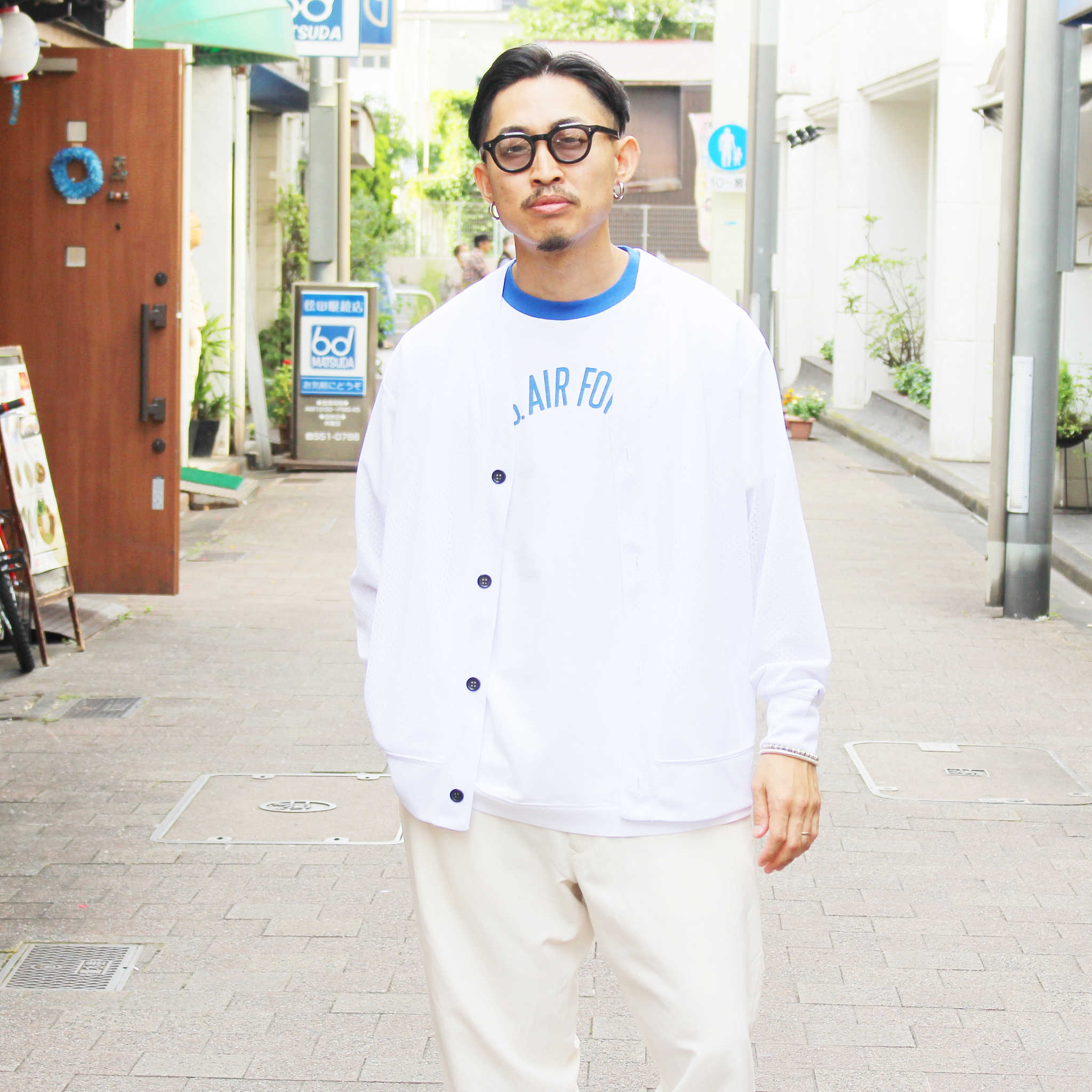 Blanks ブランクス / 2Layer Mesh Cardigan ツーレイヤーメッシュカーディガン (WHITE ホワイト)