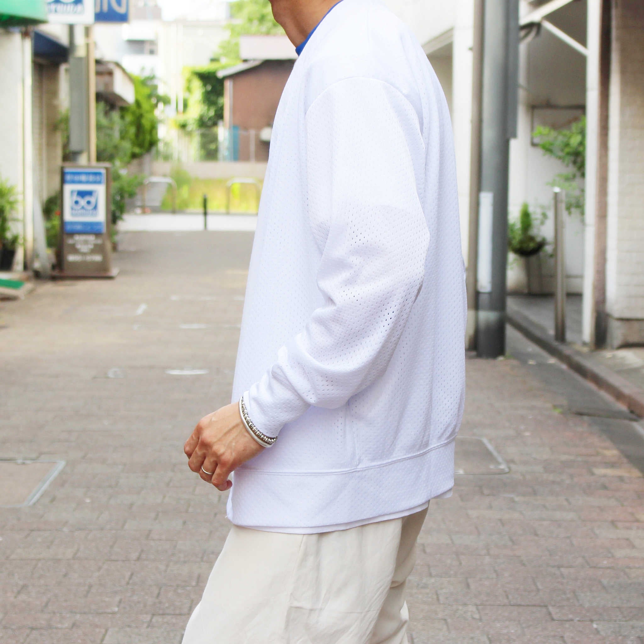 Blanks ブランクス / 2Layer Mesh Cardigan ツーレイヤーメッシュカーディガン (WHITE ホワイト)