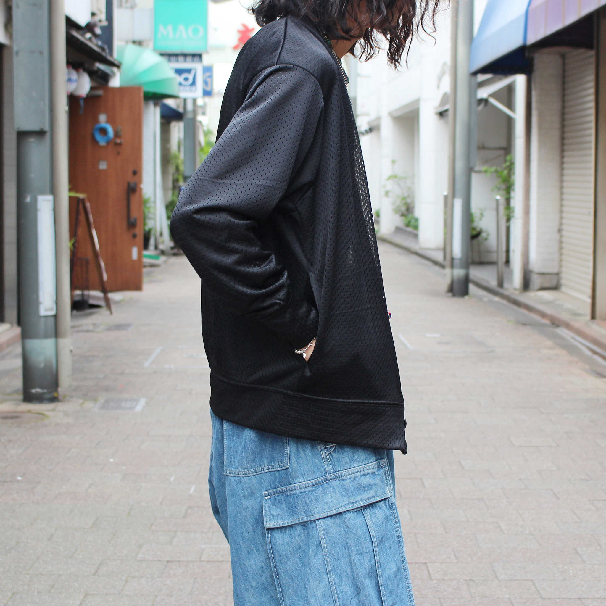 BLANKS ブランクス / 2LAYER Mesh Cardigan ツーレイヤーメッシュカーディガン (Black ブラック) M