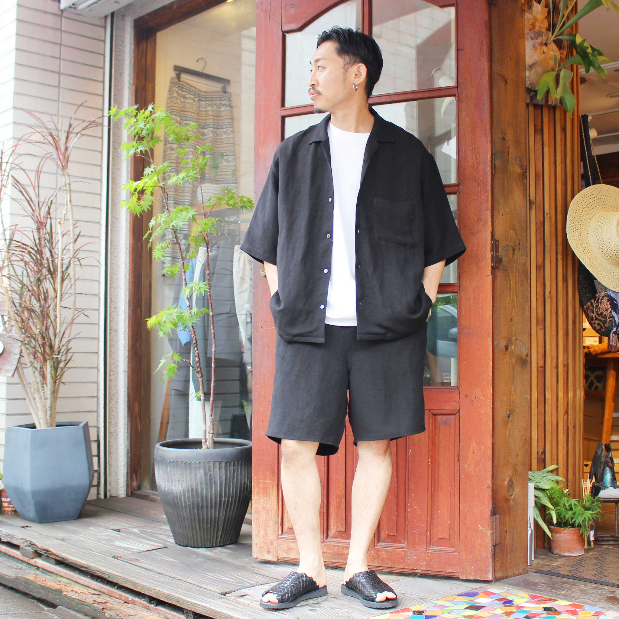 LAMOND ラモンド / LINEN SHORTS リネンショーツ (BLACK ブラック)