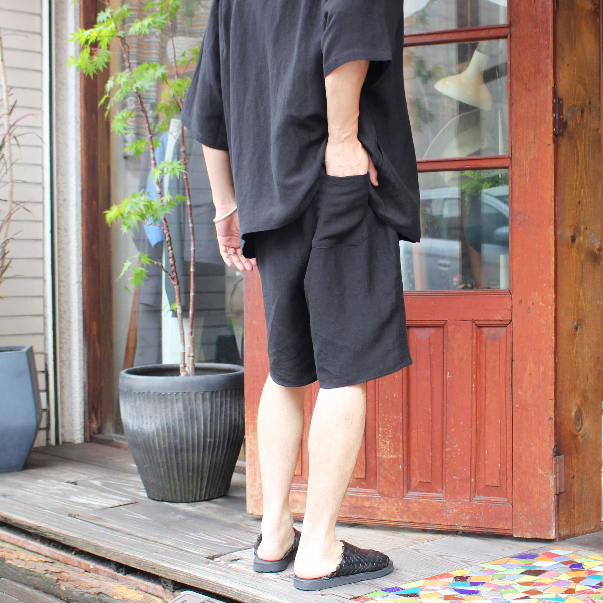 LAMOND ラモンド / LINEN SHORTS リネンショーツ (BLACK ブラック)