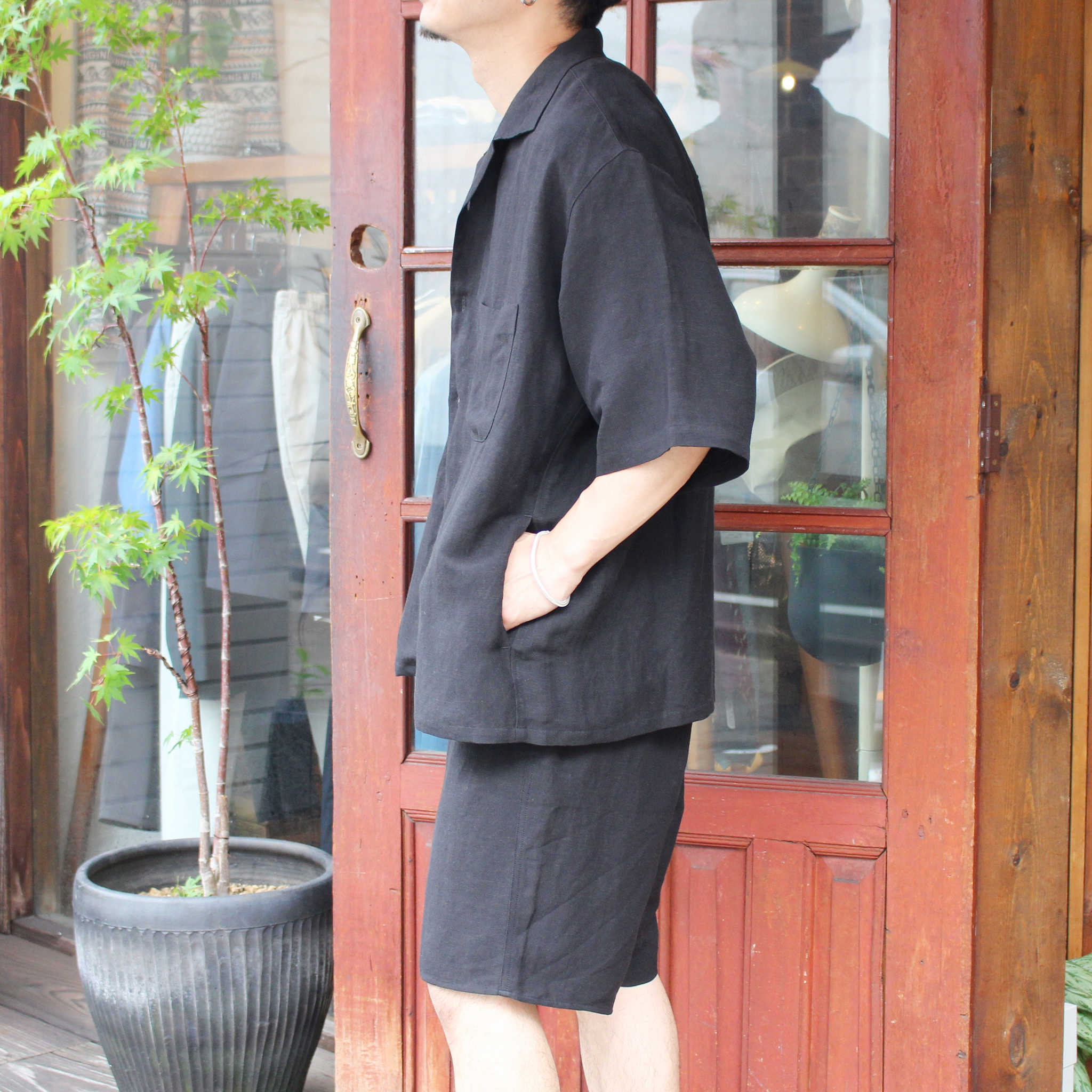 LAMOMD ラモンド / LINEN SHIRTS リネンシャツ (BLACK ブラック)