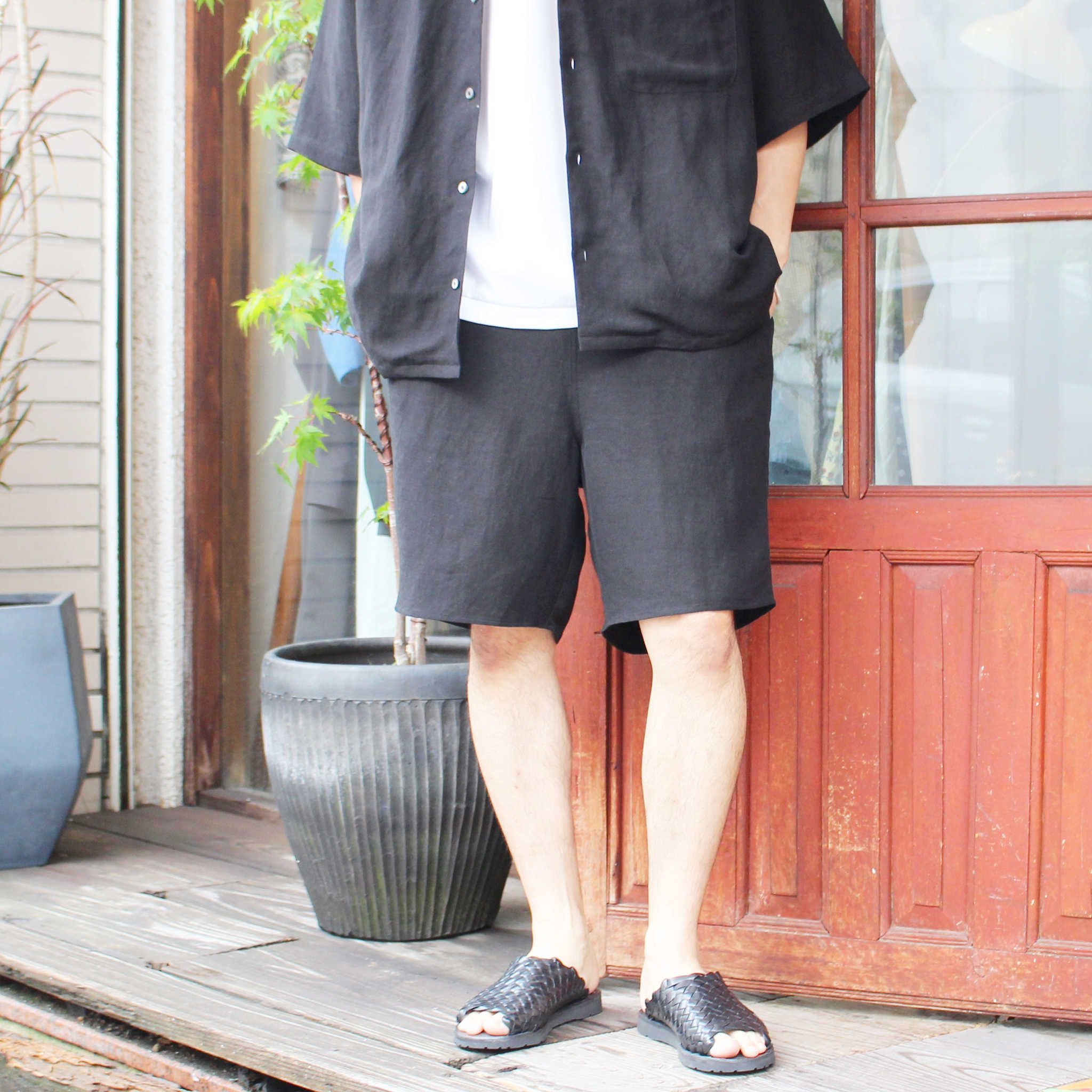 LAMOND ラモンド / LINEN SHORTS リネンショーツ (BLACK ブラック)