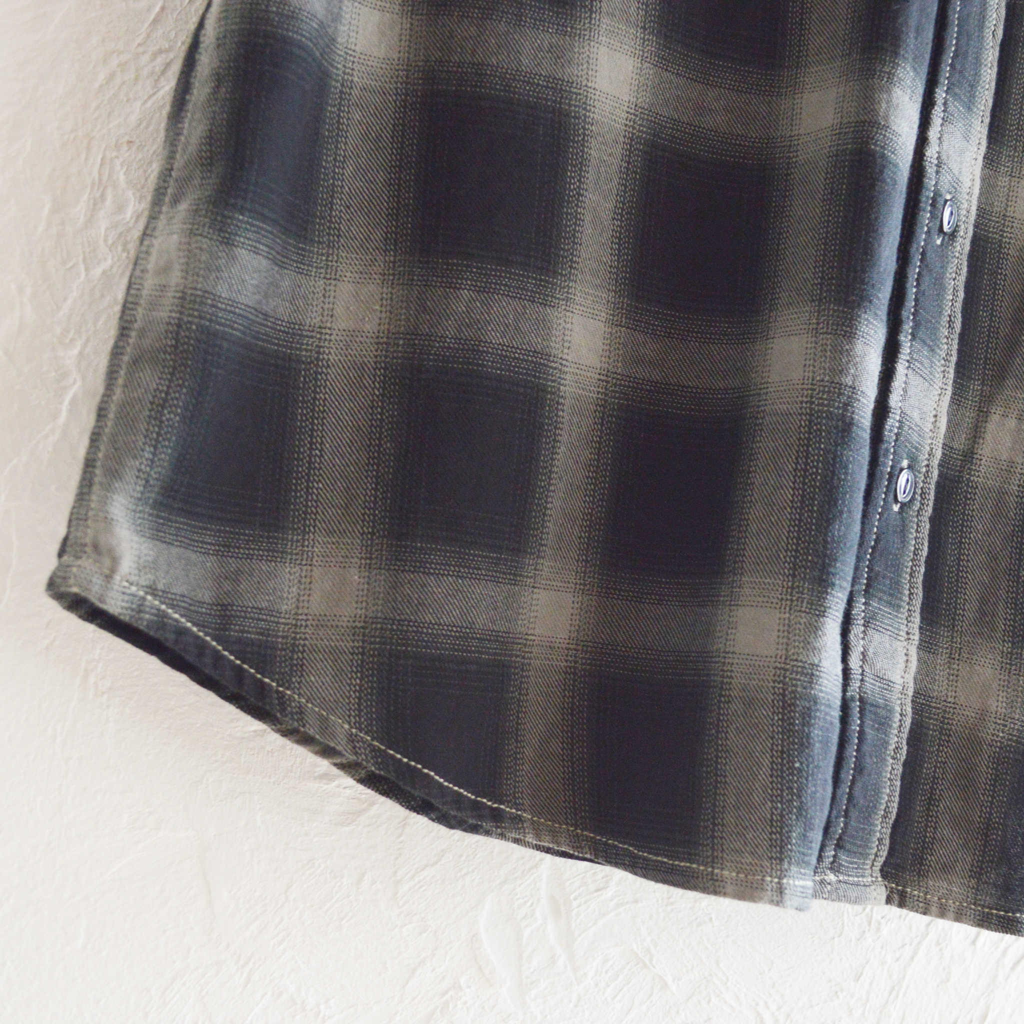 modemdesign モデムデザイン / Ombre check wide shirts オンブレチェックワイドシャツ (CHARCOAL チャコール)