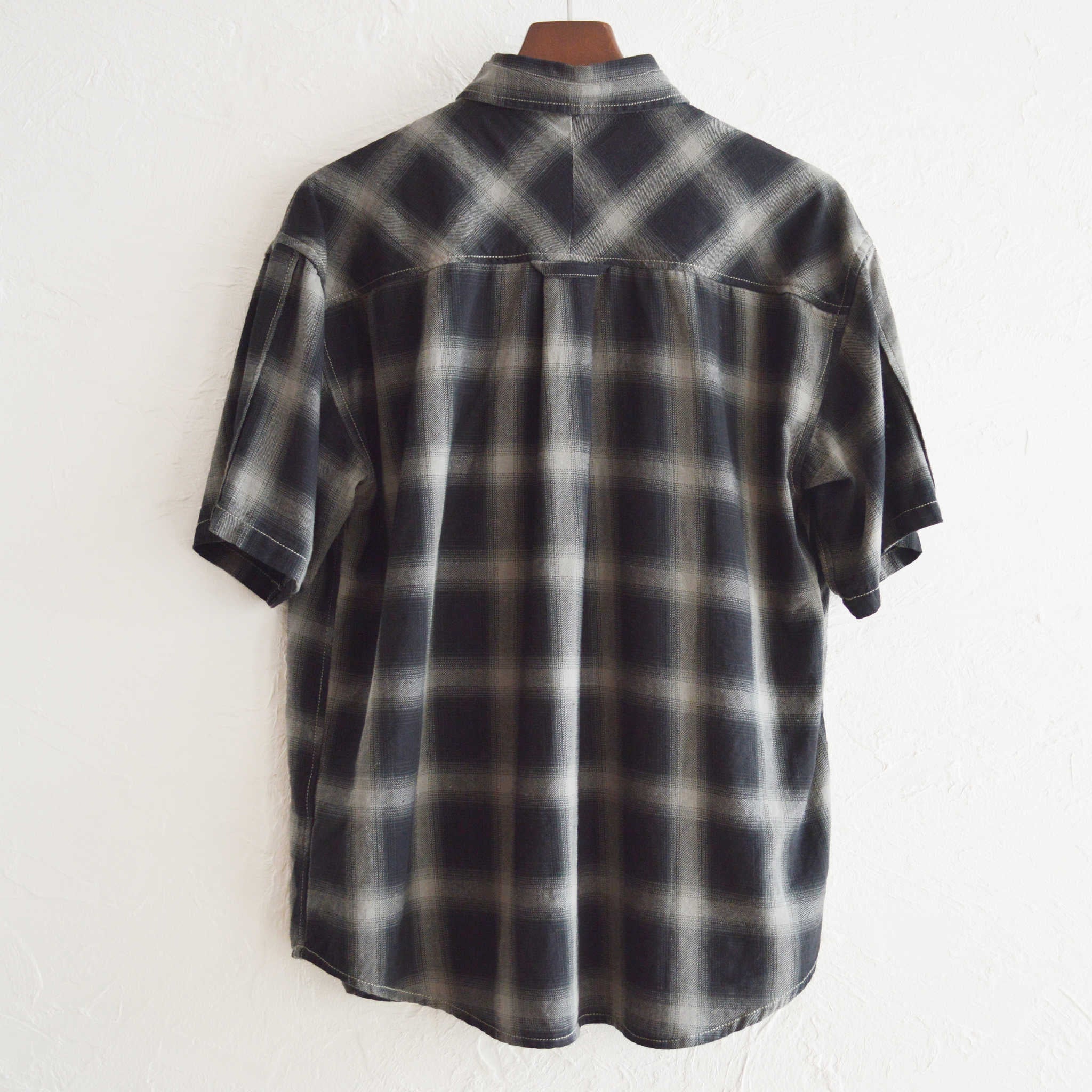 modemdesign モデムデザイン / Ombre check wide shirts オンブレチェックワイドシャツ (CHARCOAL チャコール)