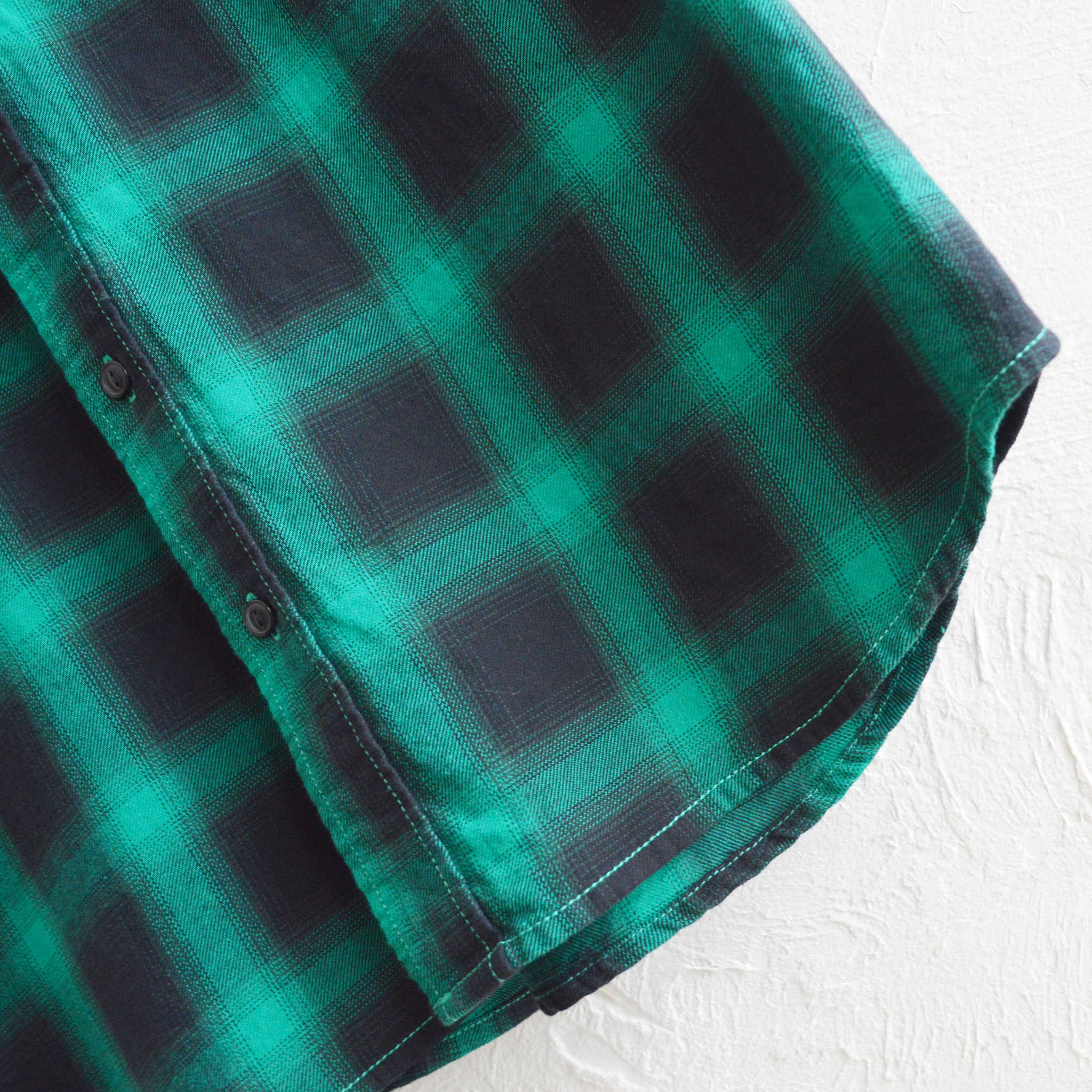 modemdesign モデムデザイン / Ombre check wide shirts オンブレチェックワイドシャツ (GREEN グリーン)