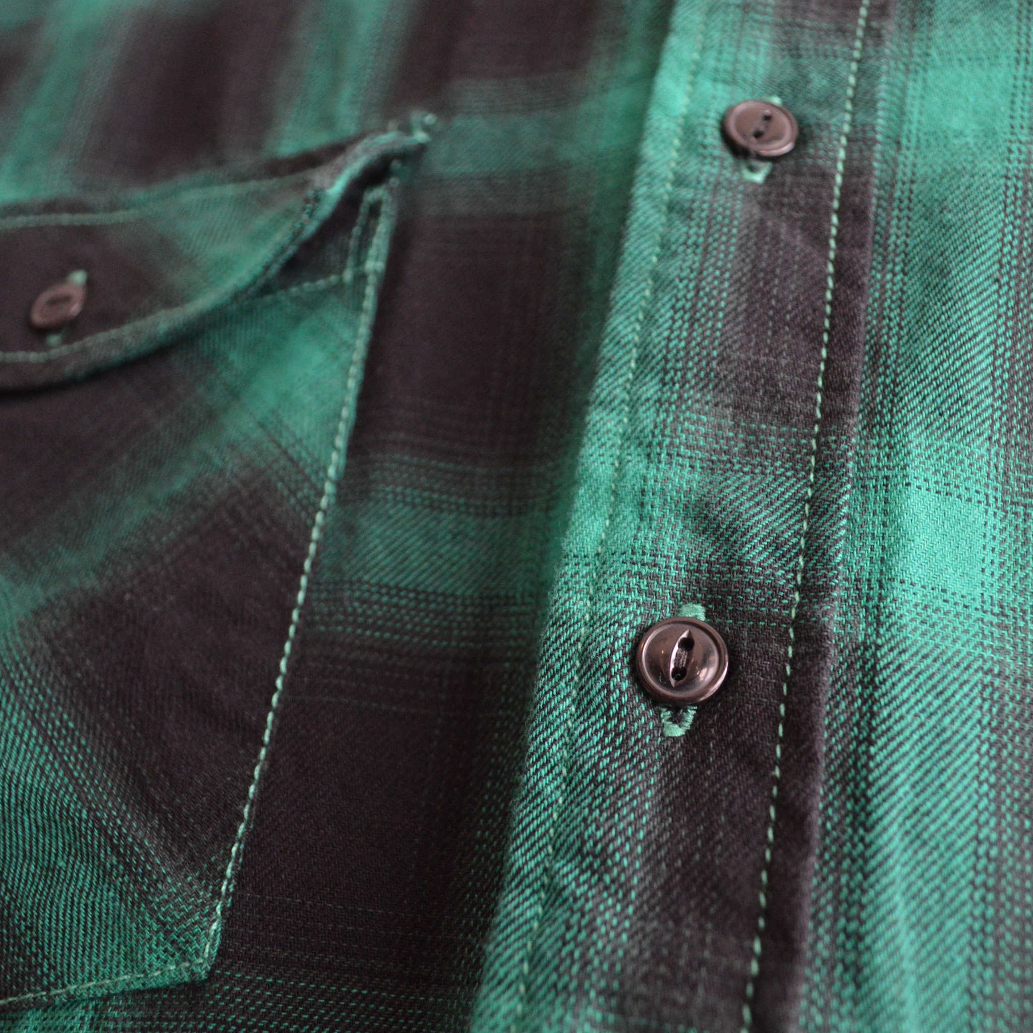 modemdesign モデムデザイン / Ombre check wide shirts オンブレチェックワイドシャツ (GREEN グリーン)