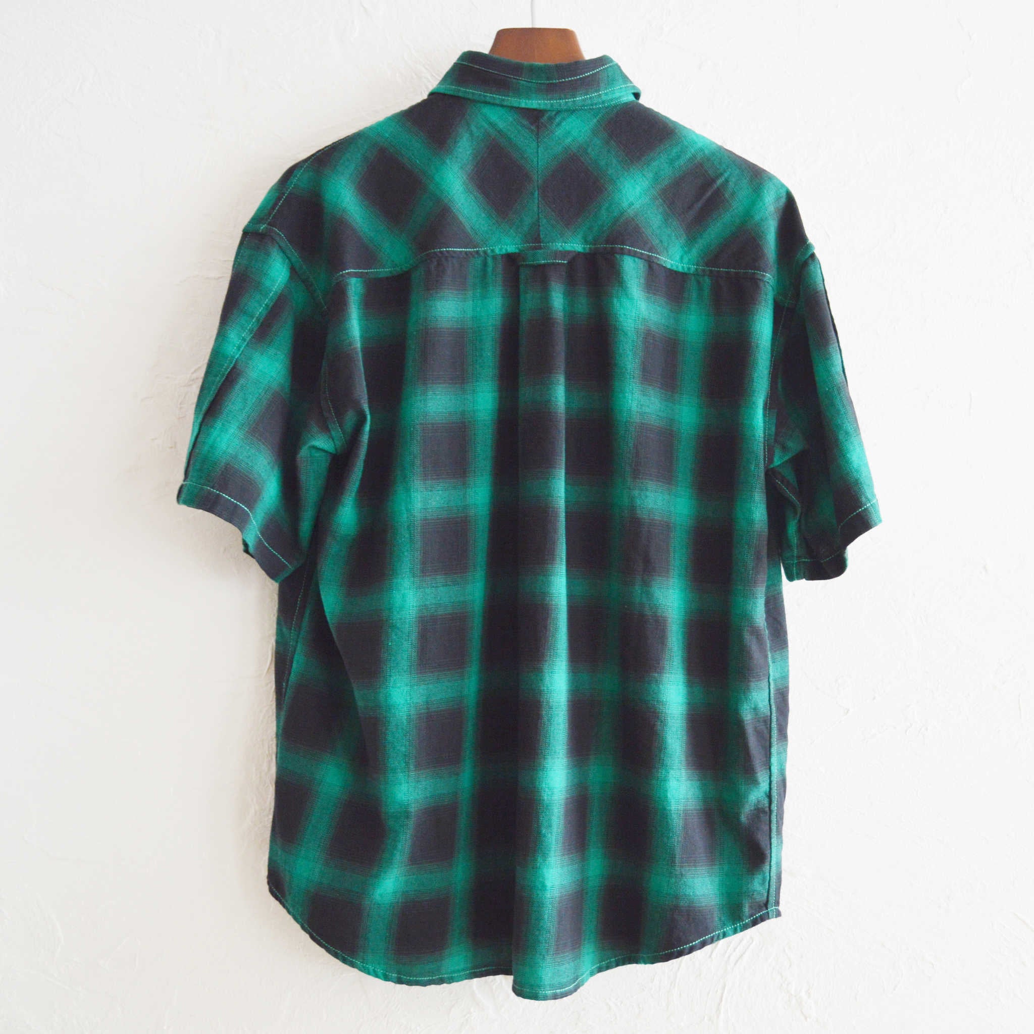 modemdesign モデムデザイン / Ombre check wide shirts オンブレチェックワイドシャツ (GREEN グリーン)